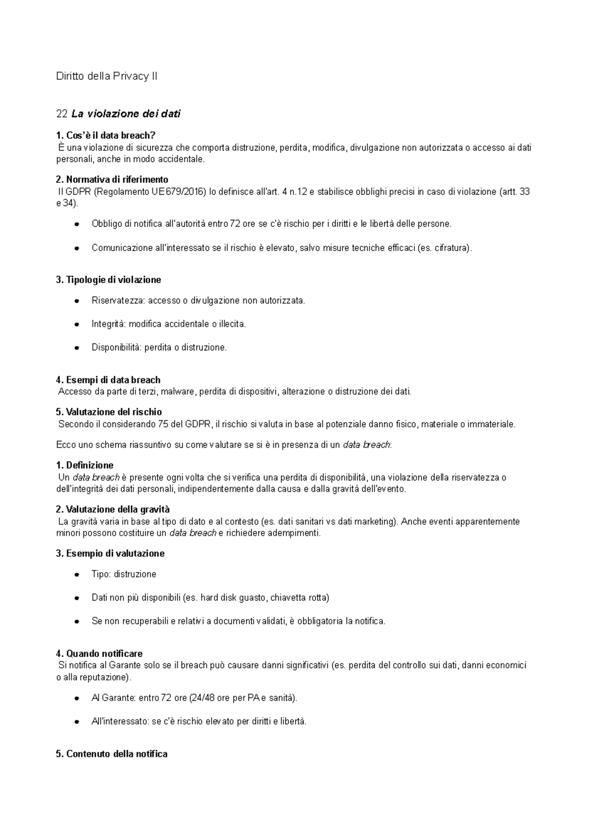 Diritto della Privacy II: Analisi delle Violazioni e Normative GDPR ...
