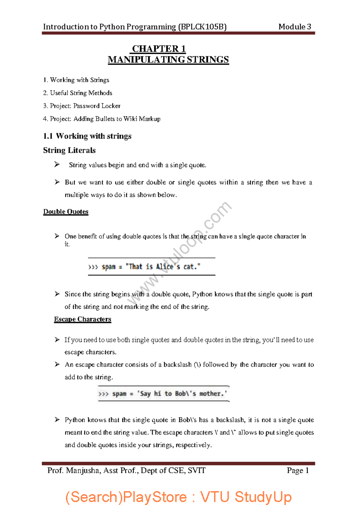 Python Programming (BPLCK105B) Module 3: String Manipulation & Projects ...