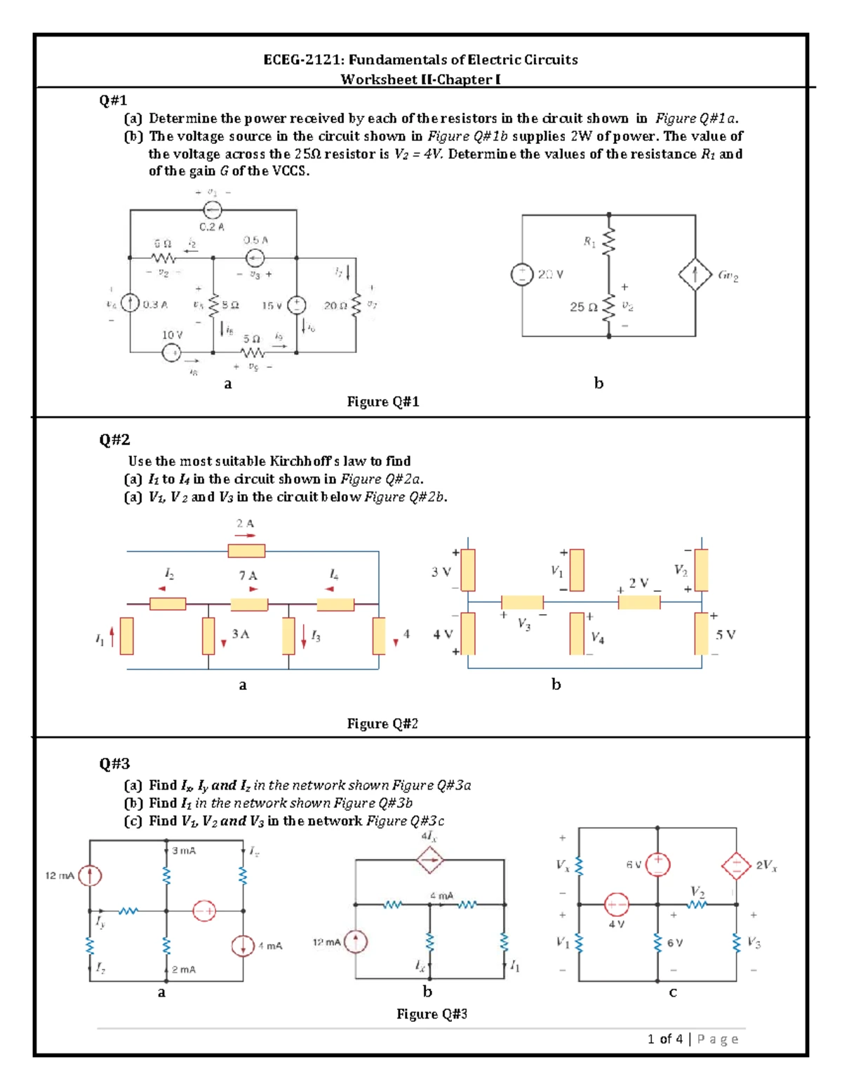 ECEG2121-Worksheet I - Worksheet on Circuit course - 1 of 2 | P a g e ...