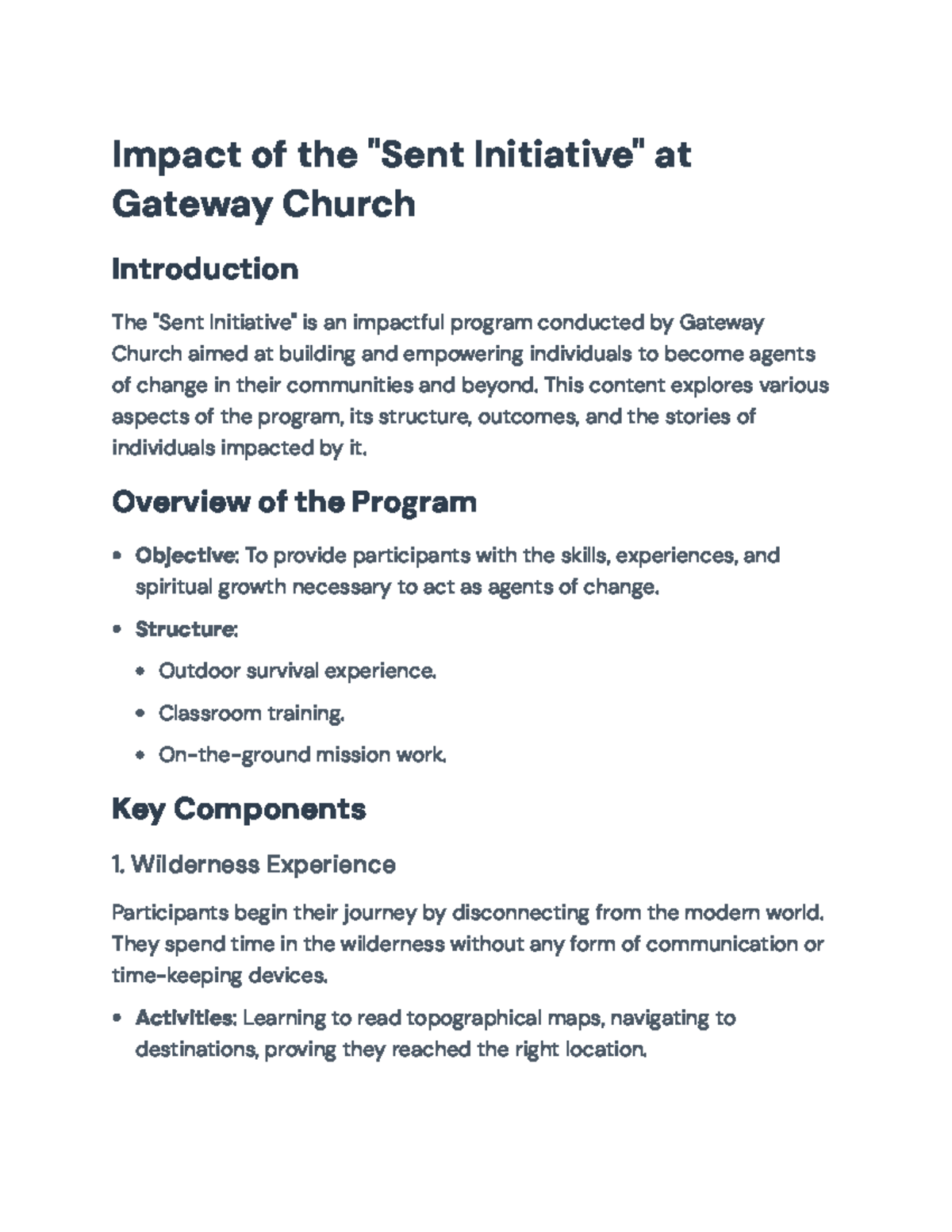 Sent Initiative Program Overview and Community Impact at Gateway Church ...