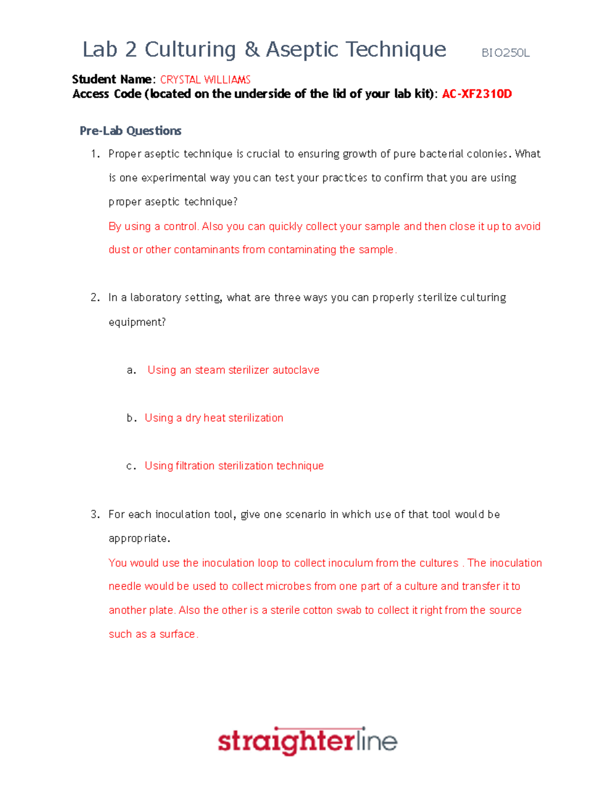 BIO250L+V2+Lab+2+ - LAB 2 SHEET - Student Name: CRYSTAL WILLIAMS Access ...