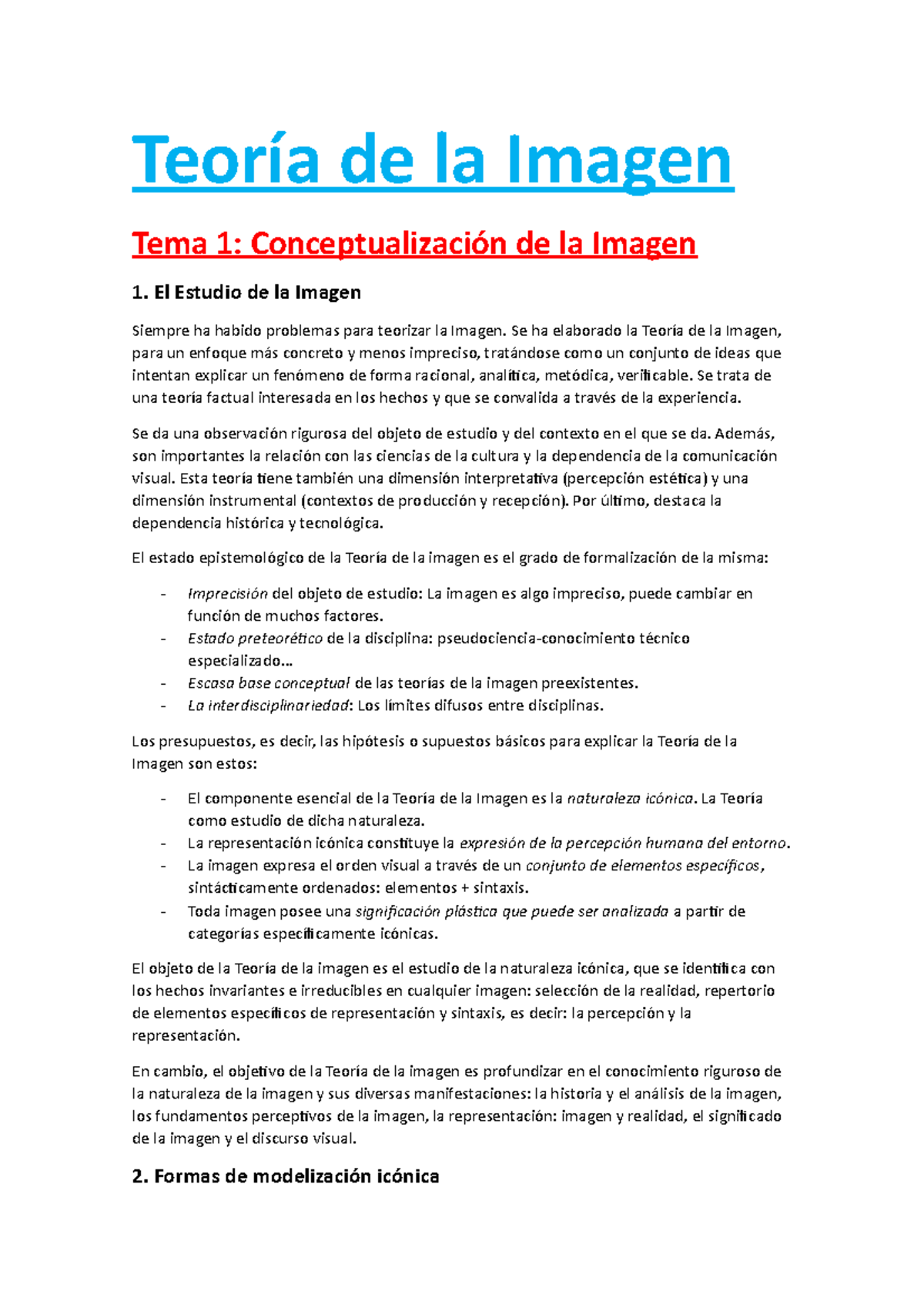 Teoría de la Imagen - Apuntes 1-3 - Teoría de la Imagen Tema 1 ...