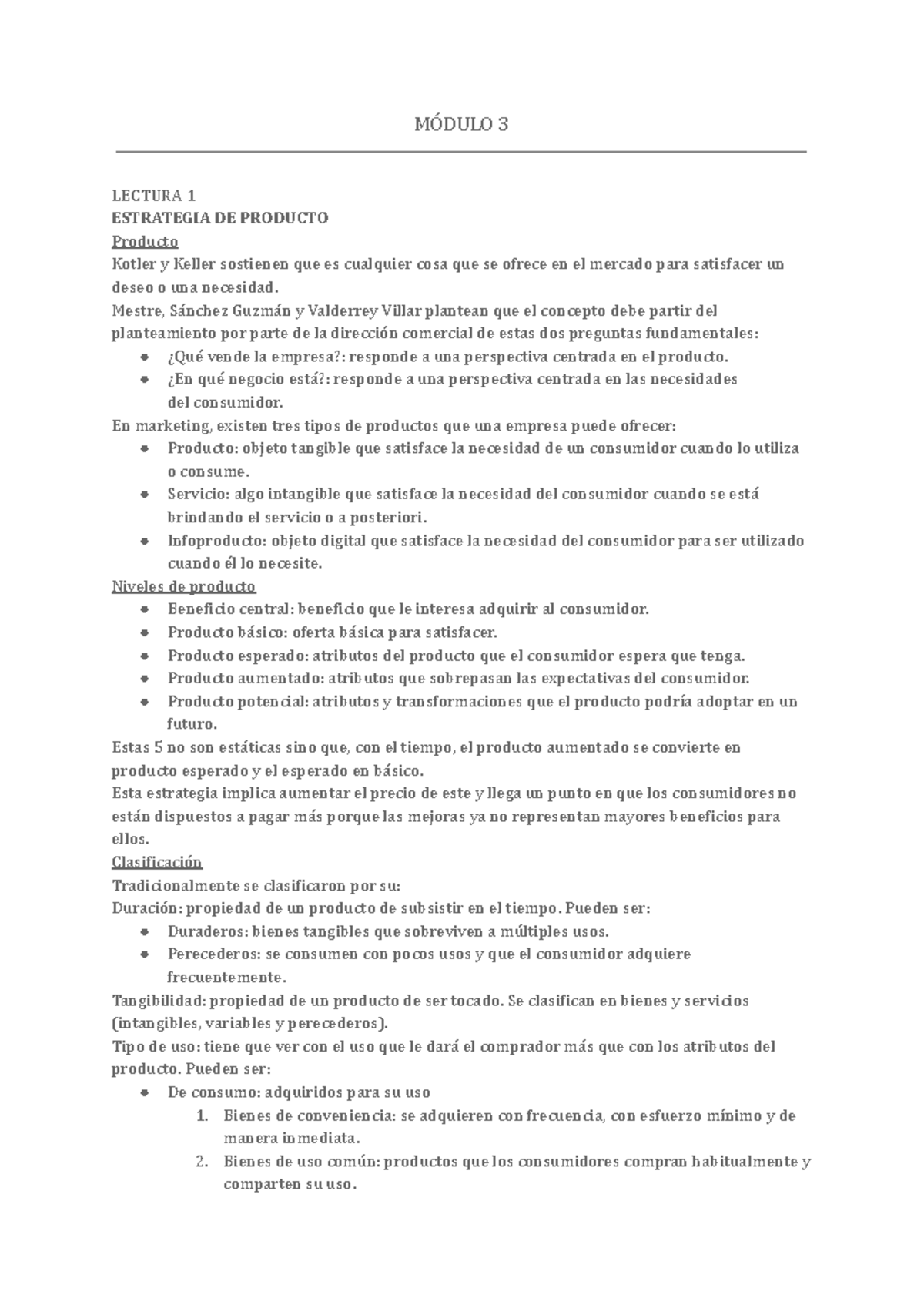 Resumen de Marketing M3: Estrategias de Producto y Precio - Studocu