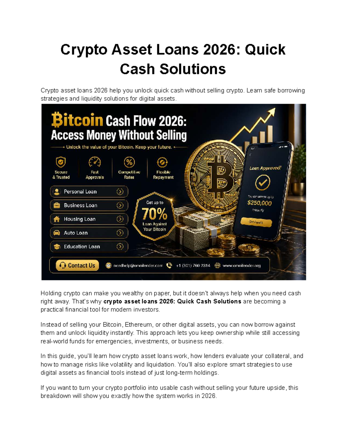 Crypto Asset Loans 2026: Unlocking Quick Cash Solutions - Studocu