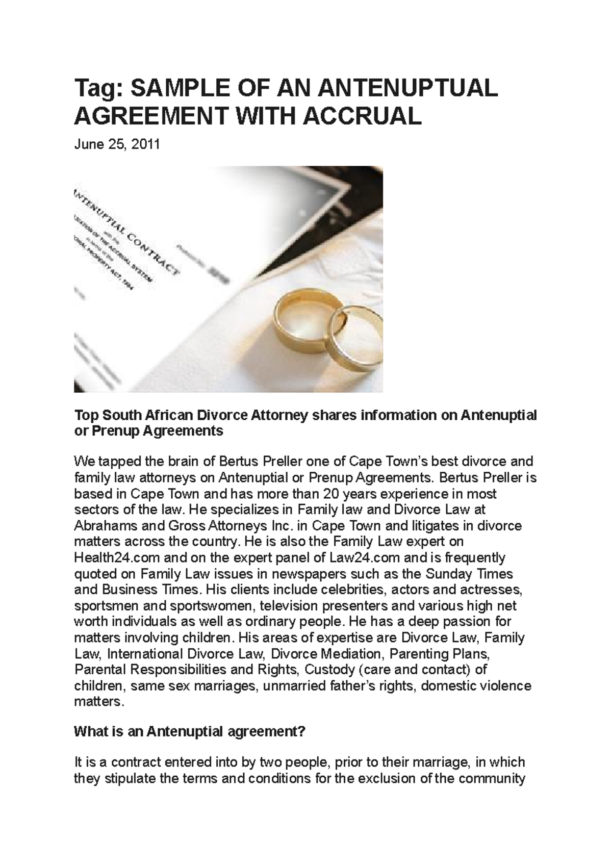 antenuptial contract