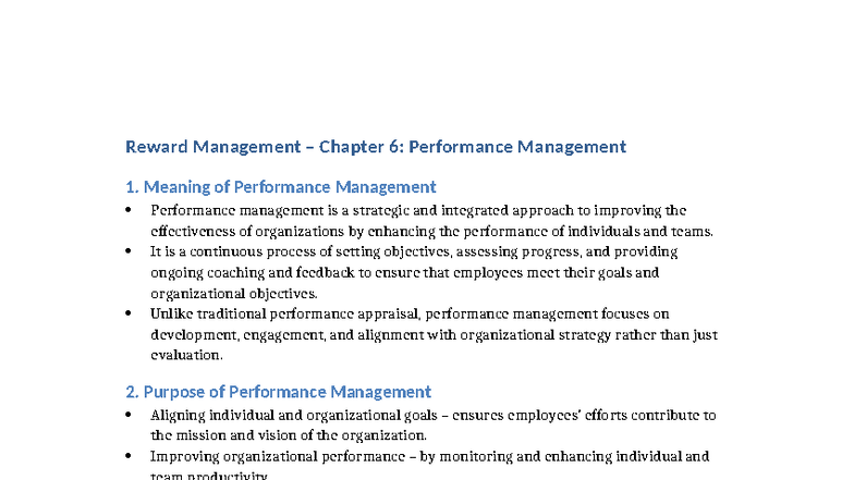 Performance Management Notes: Chapter 6 Overview and Principles - Studocu