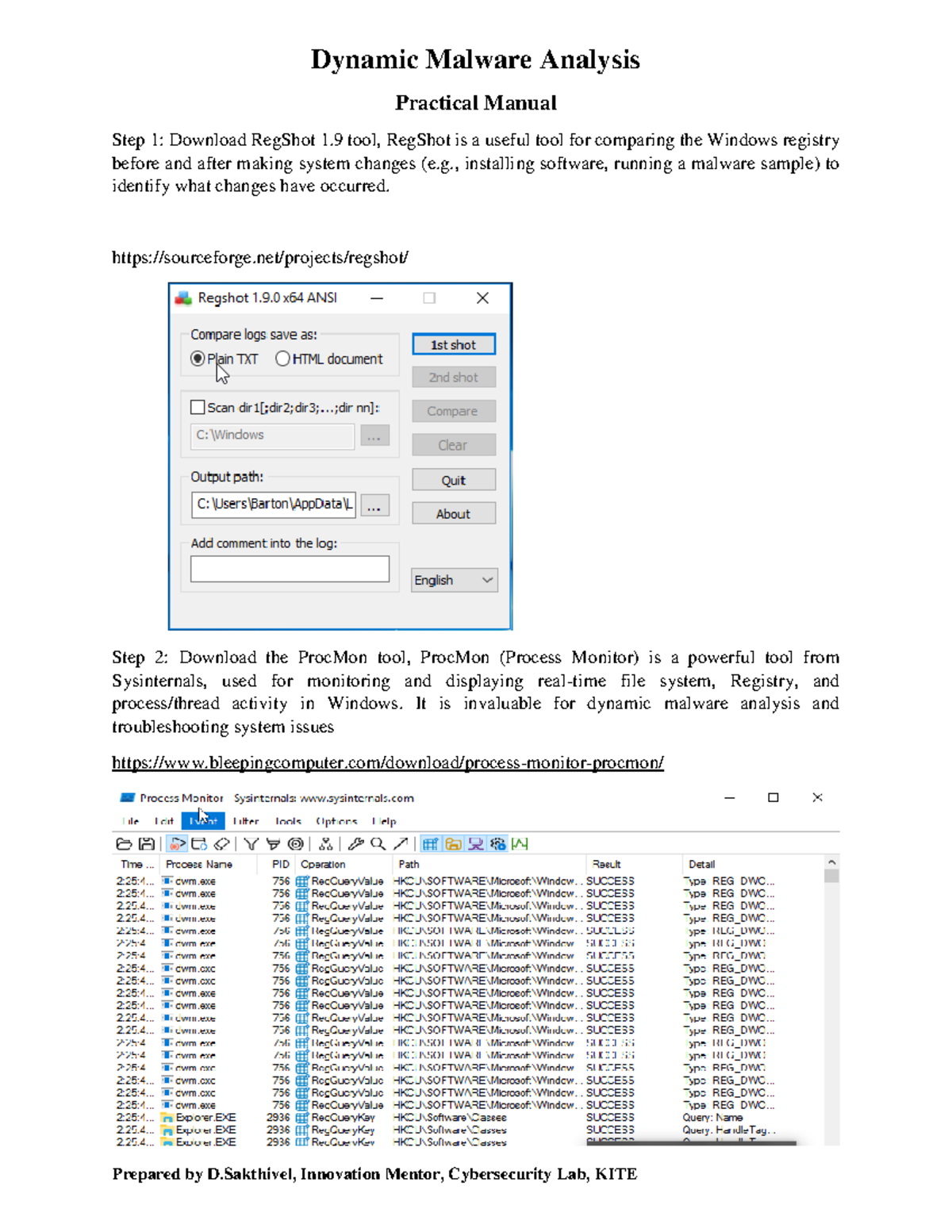 Dynamic Malware Analysis Practical Guide - Tools & Techniques - Studocu