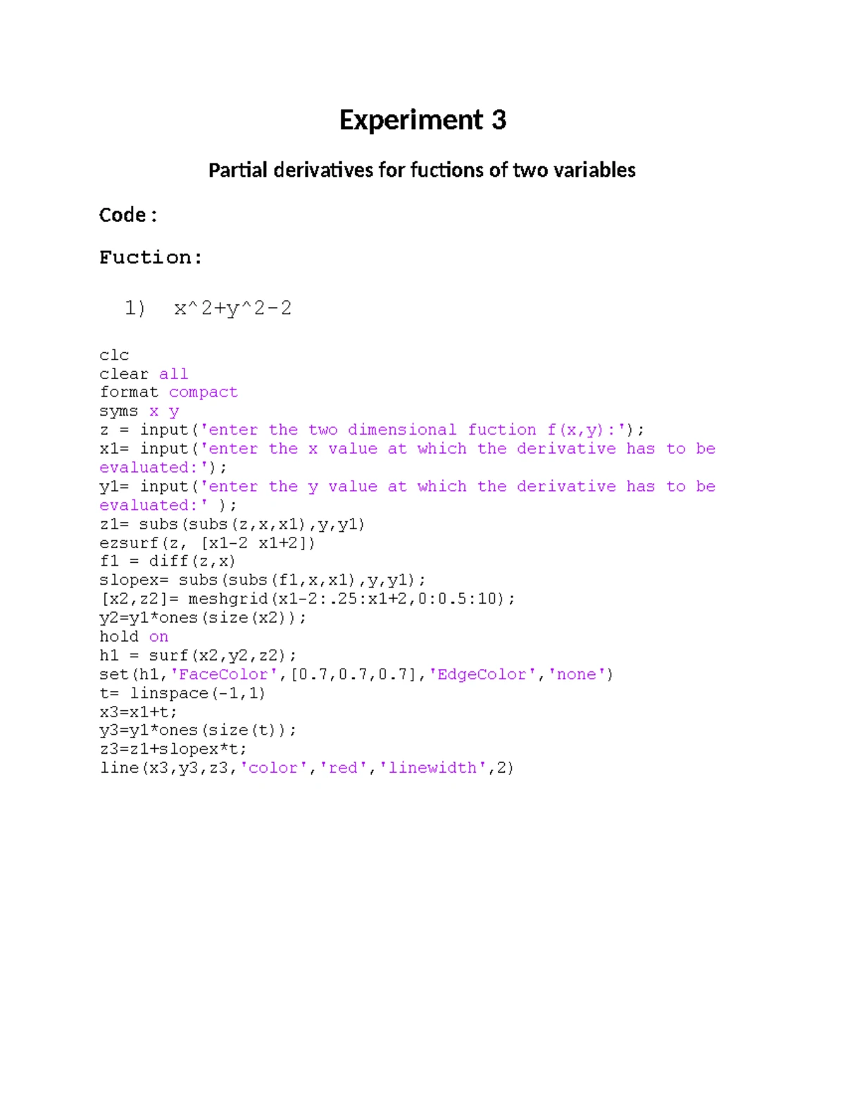 Experiment 4 - this the matlab for the first sem students - Find the ...