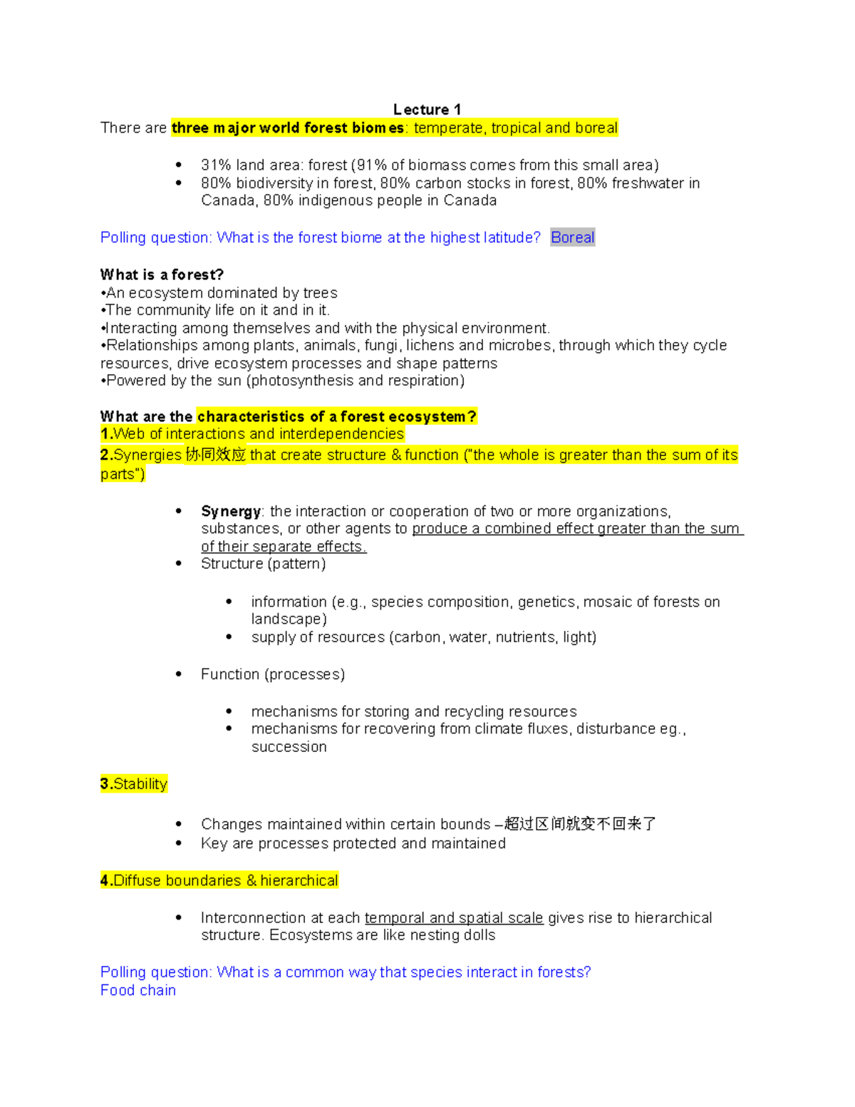 Frst304 - final notes - Lecture 1 There are three major world forest ...
