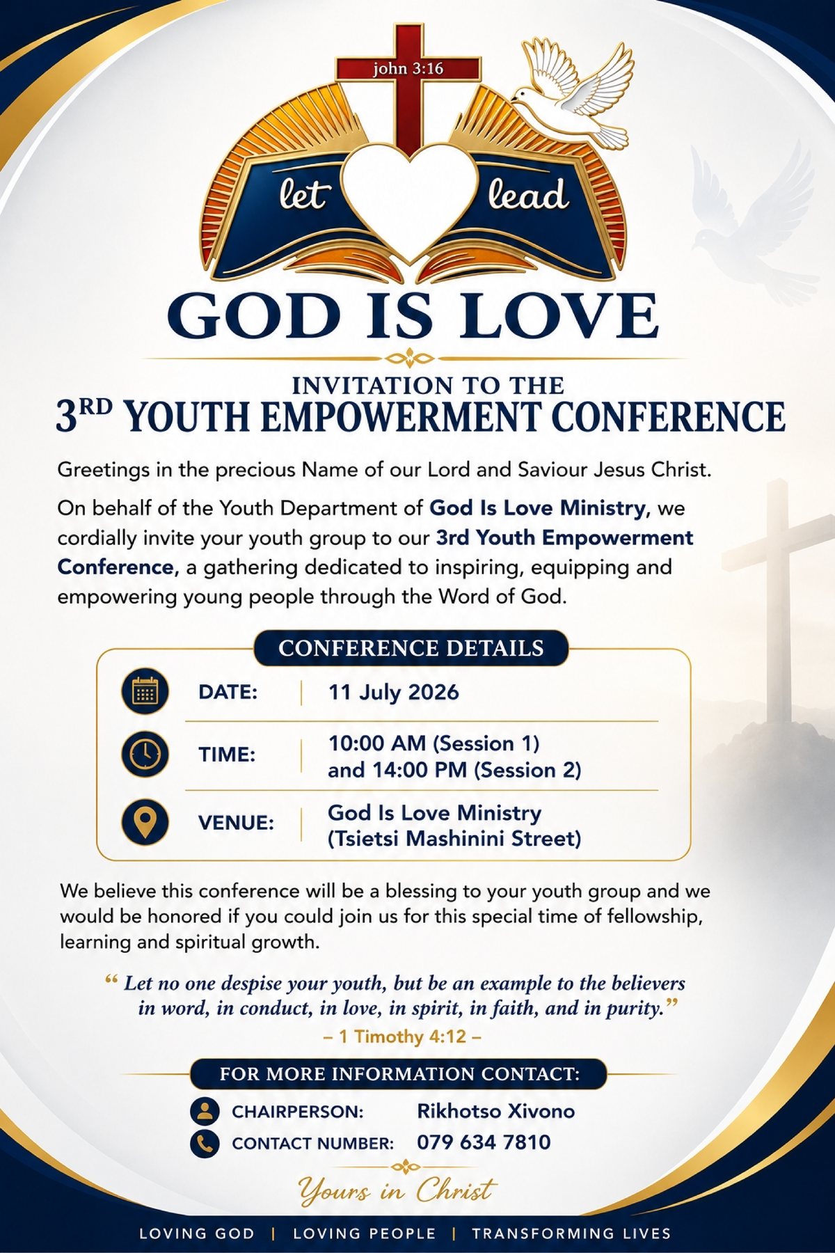 Youth Empowerment Conference Invitation - God Is Love Ministry - Studocu