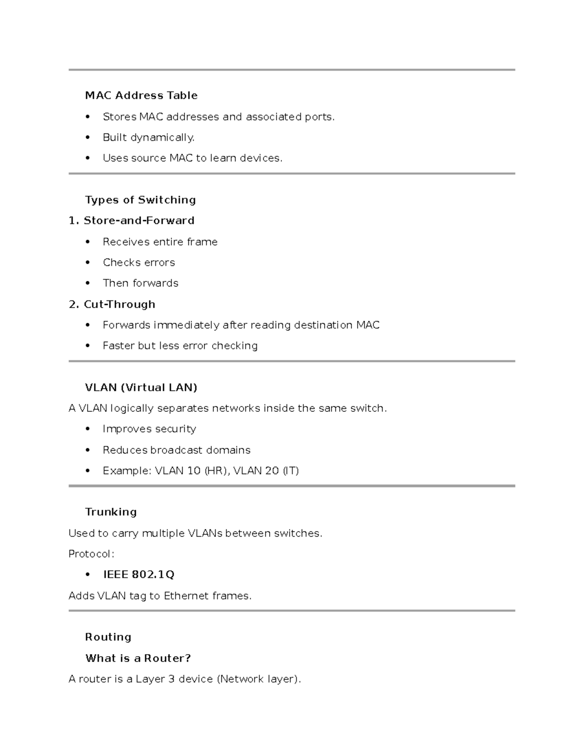 Notes 32131: MAC Address Table and VLAN Concepts Explained - Studocu