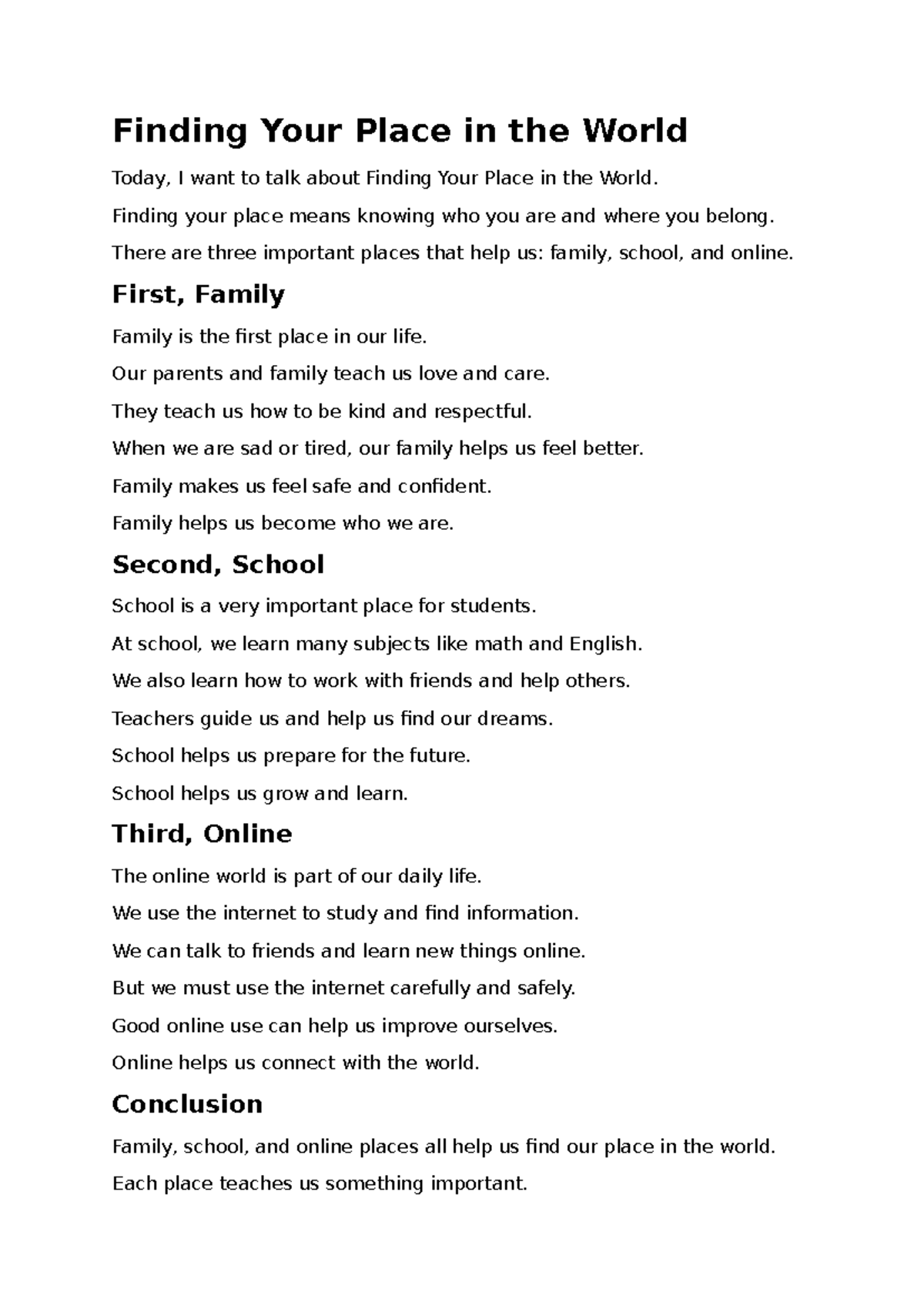 Finding Your Place in the World: Family, School, and Online - Studocu