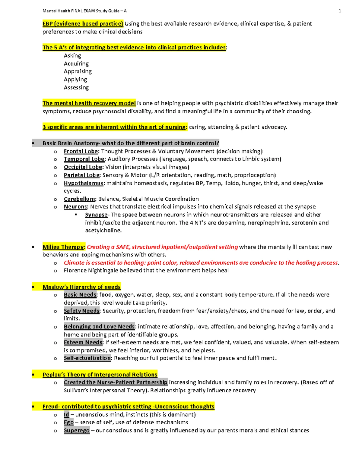 Mental Health Exam 2 Study Guide - Mental Health Exam 2 Dementia: Is a ...