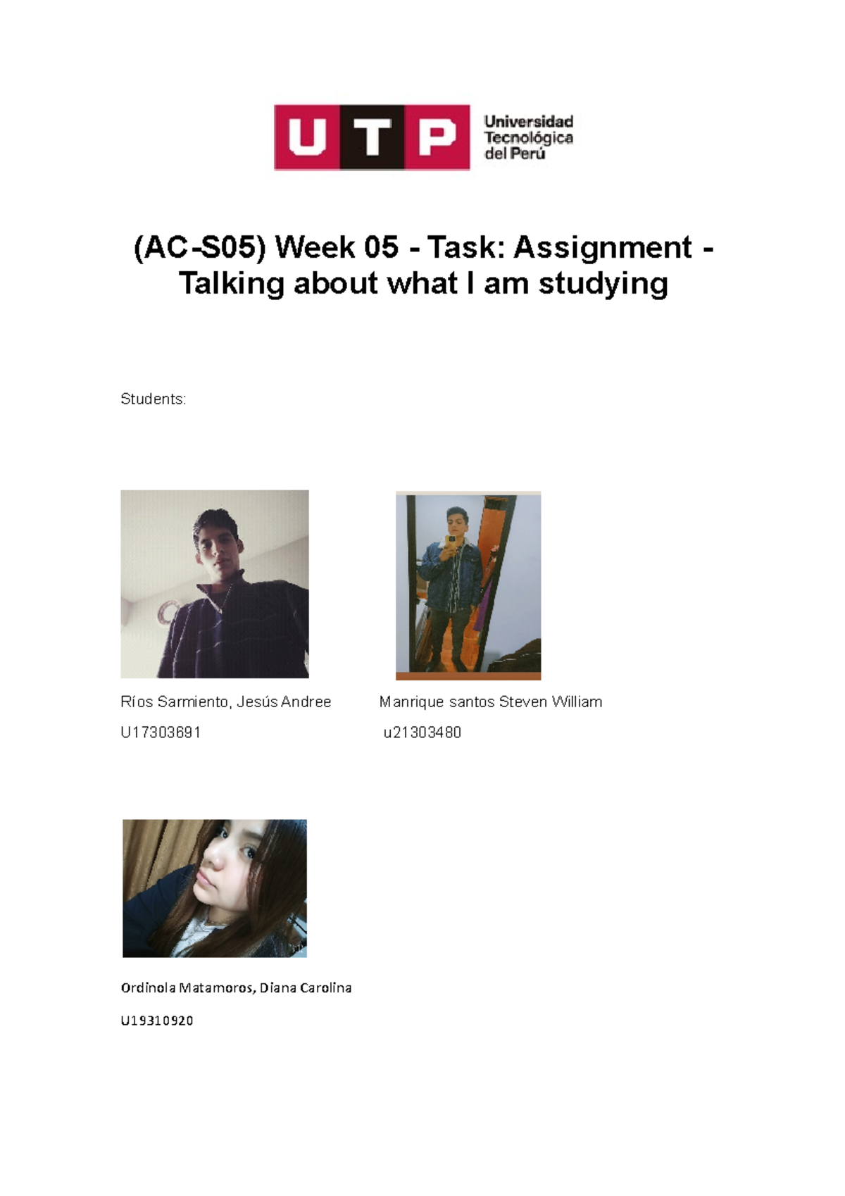 Week 05 - Task Assignment - Talking about what I am studying - (AC-S05 ...