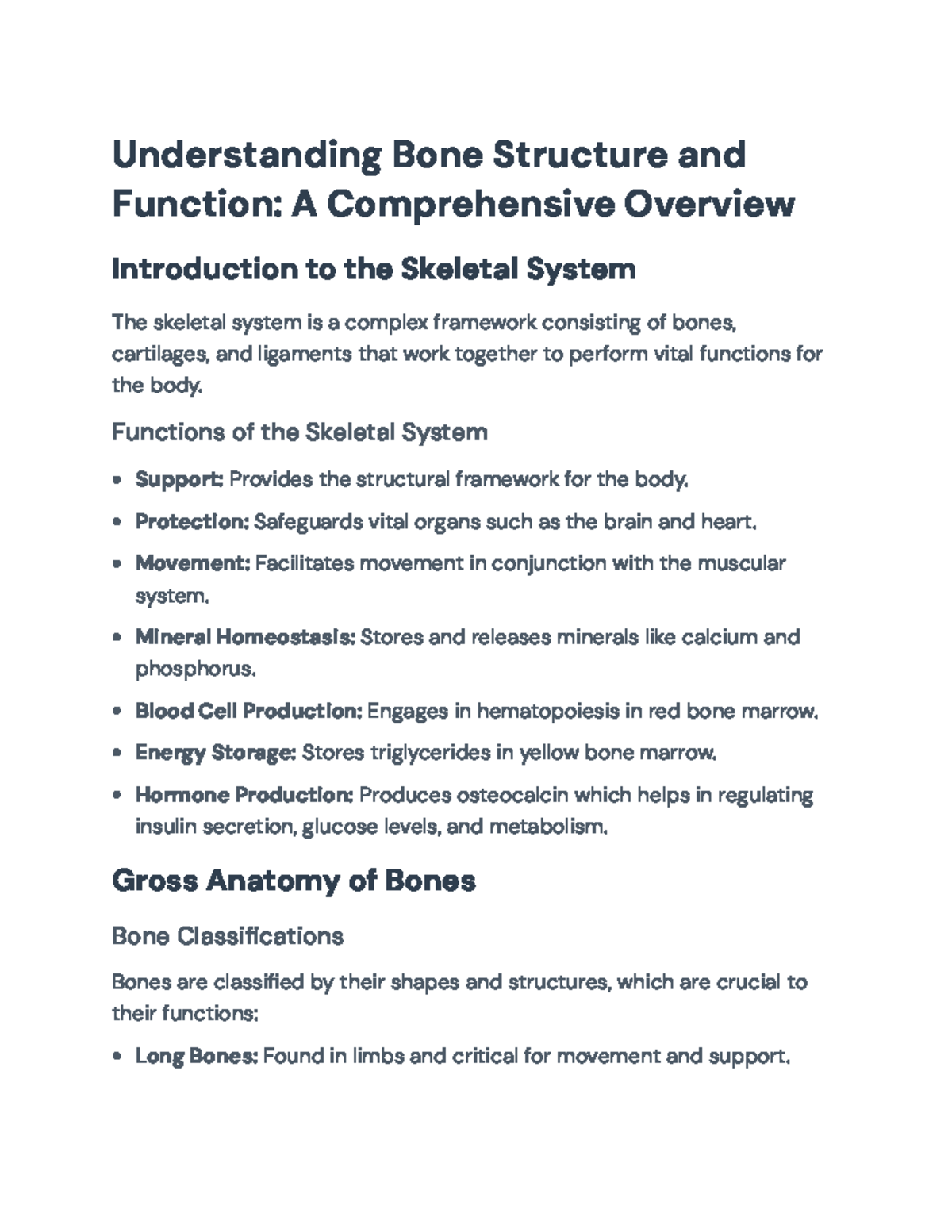 Understanding Bone Structure and Function: Comprehensive Overview ...
