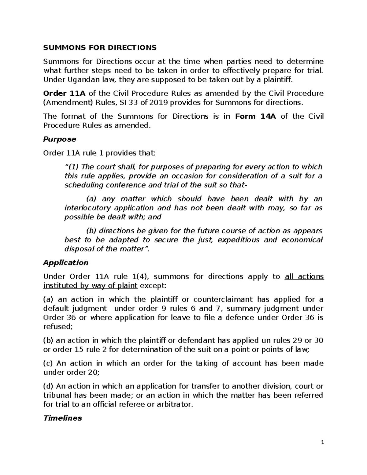 Summons for directions Witness Statements 2023 - SUMMONS FOR DIRECTIONS ...