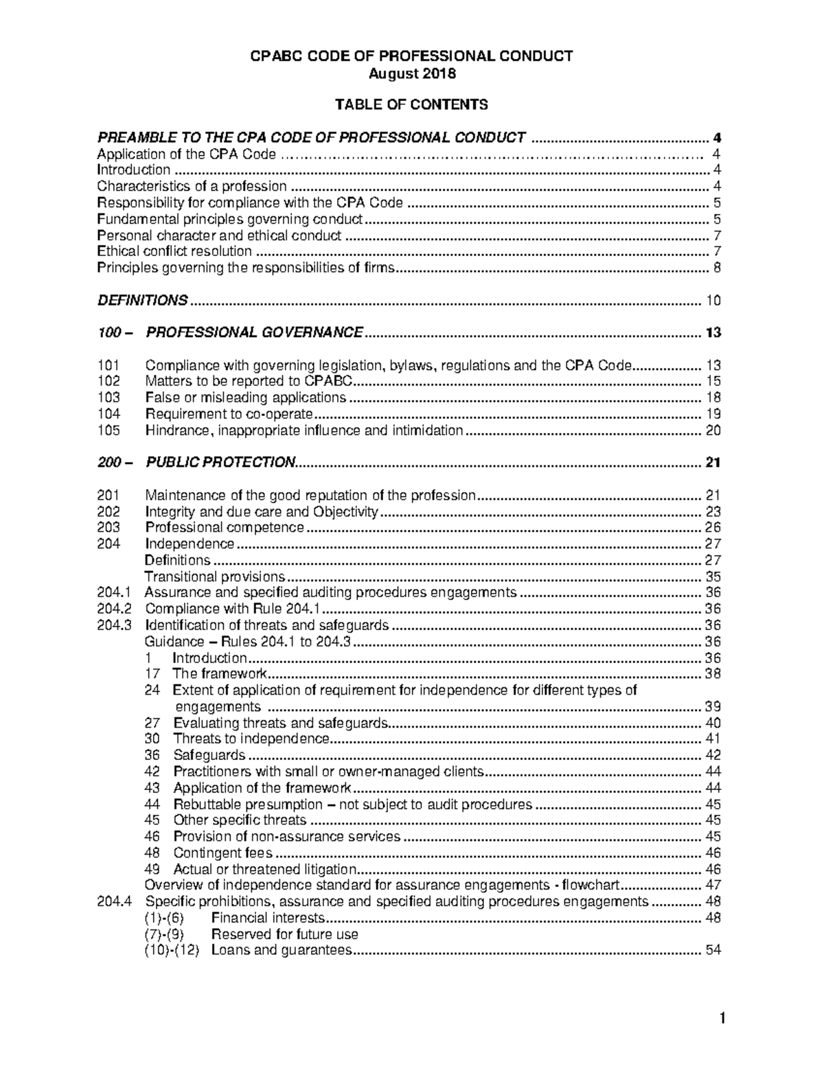 04 CPABC Code of Professional Conduct: Comprehensive Overview (Aug 2018 ...