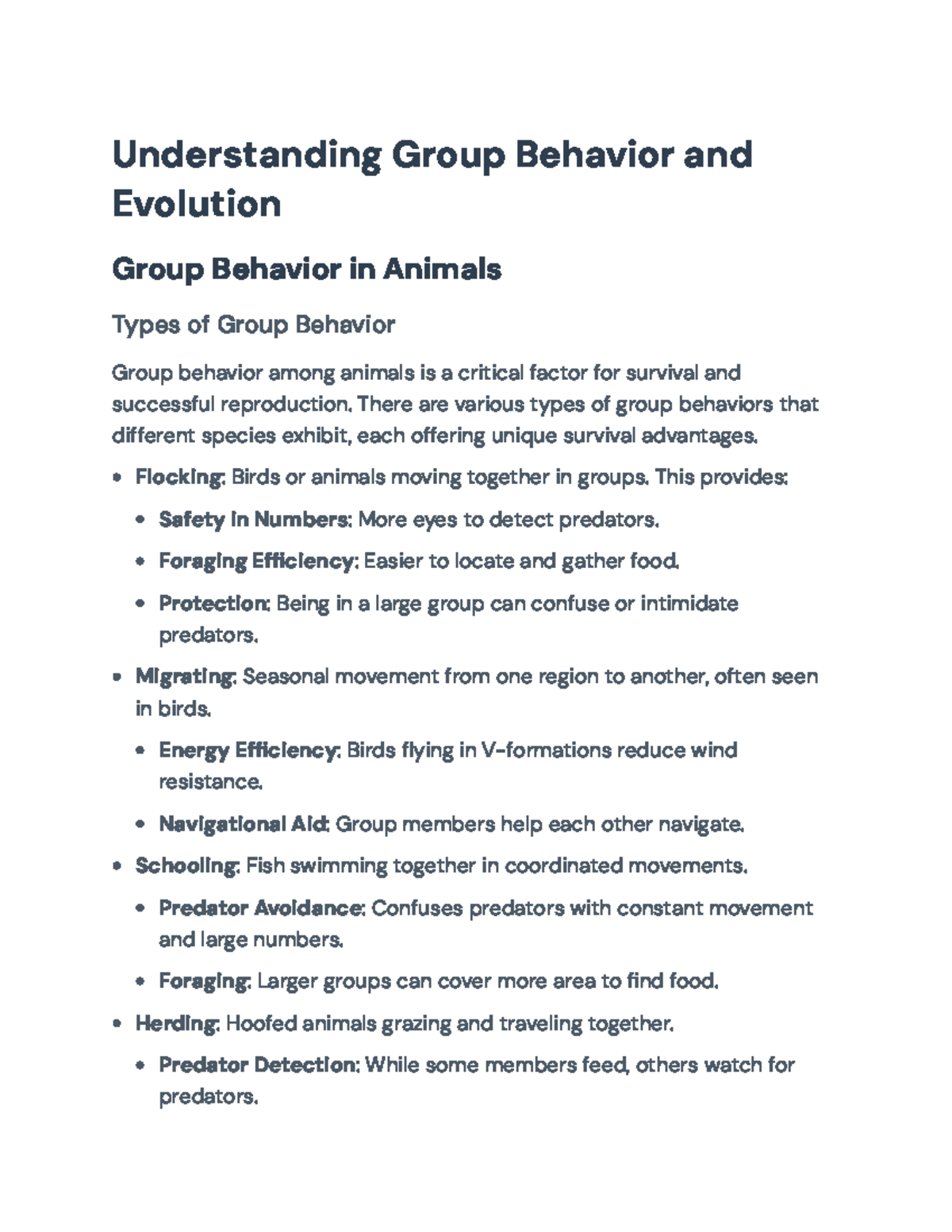 Understanding Group Behavior & Evolution in Animals: Key Insights - Studocu