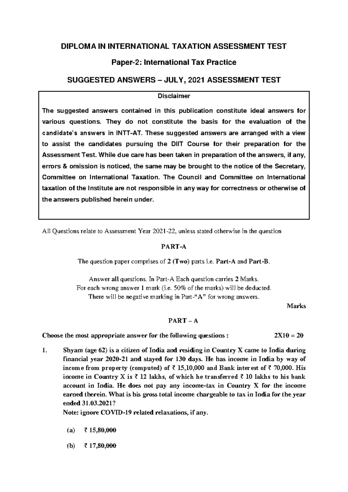 July 21 - INTT-AT-P2 Suggested Solutions for Int'l Tax Practice Exam ...