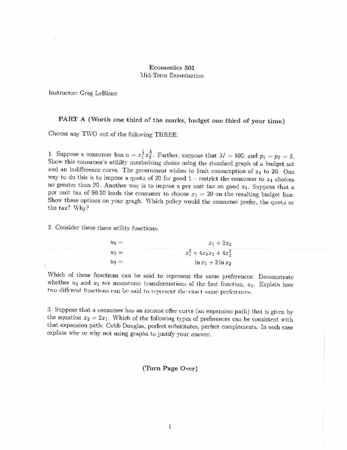 Leblanc midterm, and notes for mid term. - ECON 301 - Concordia - Studocu