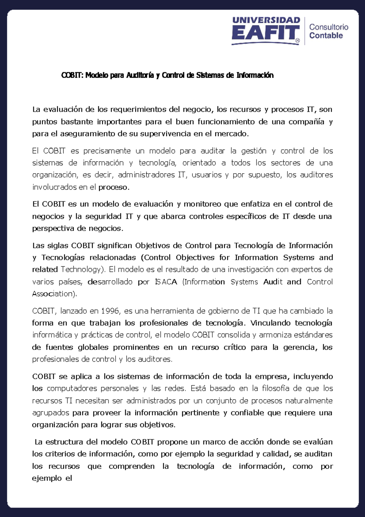 A Cobit - Apuntes - COBIT: Modelo para Auditoría y Control de Sistemas ...
