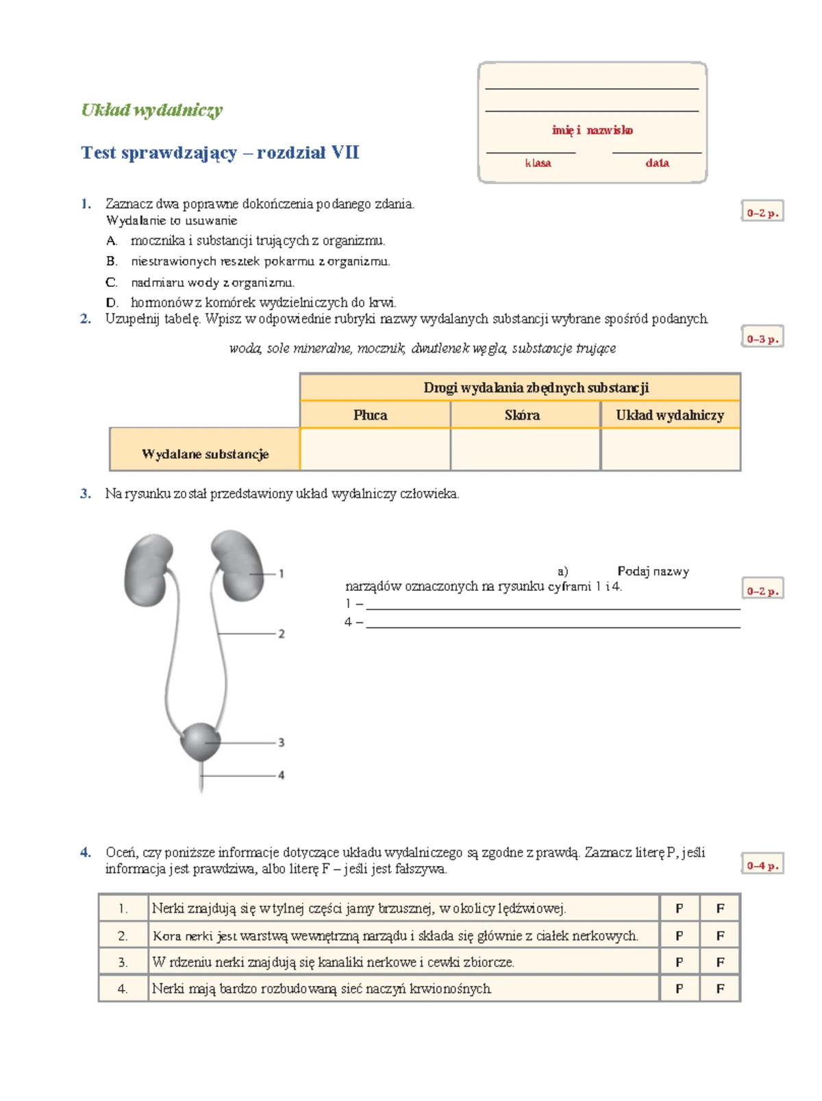 Kręgowce Biologia 1 Gimnazjum Sprawdzian Chomikuj