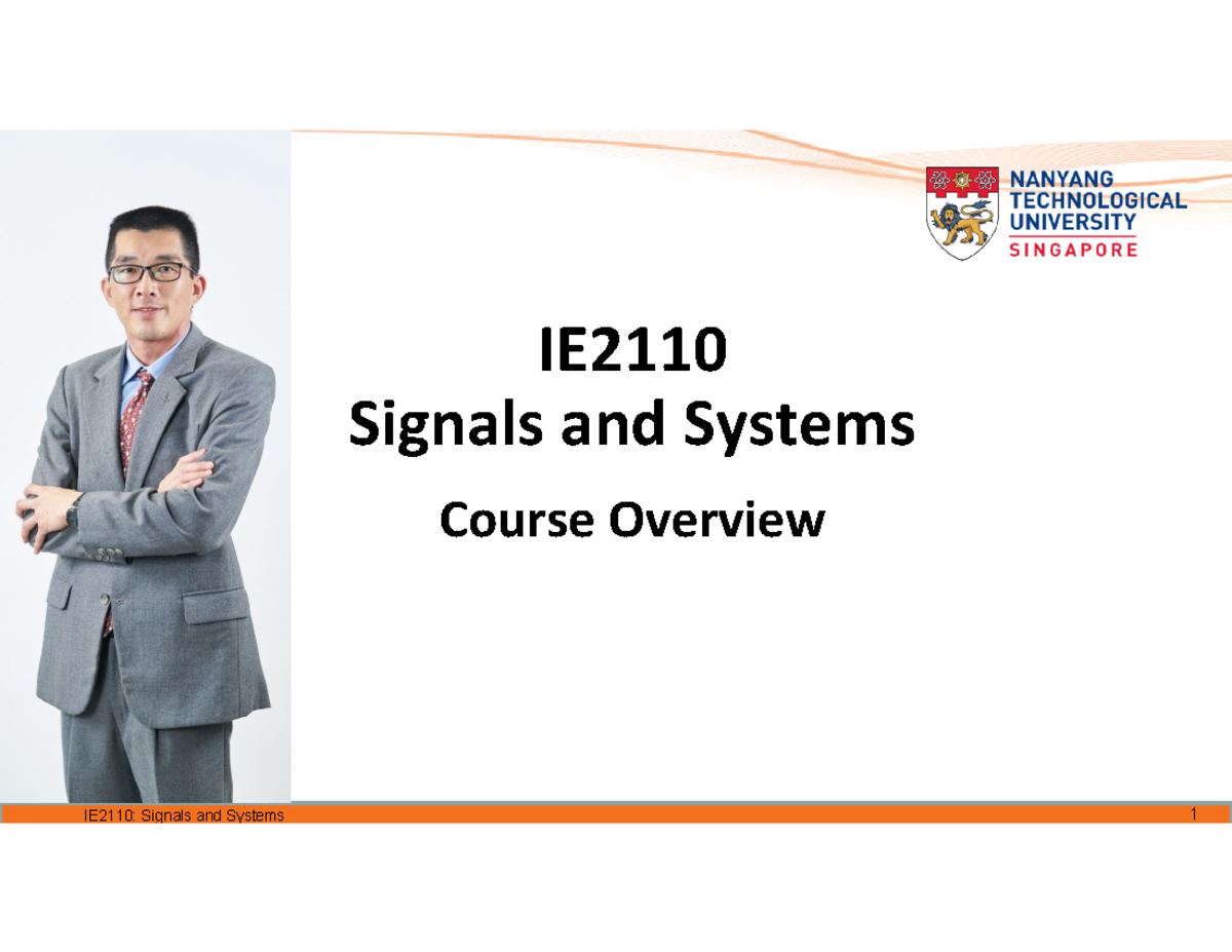 IE2110 Signals and Systems Course Overview: Weeks 1-5 Summary - Studocu
