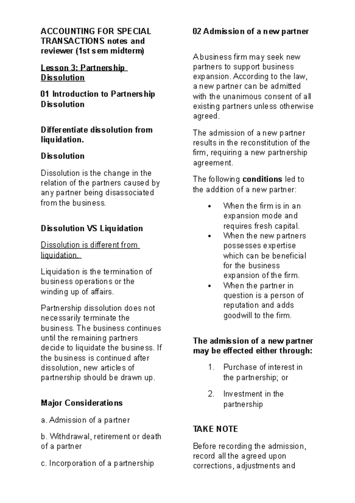 Accounting for Special Transactions: 1st Sem Midterm Review Notes - Studocu
