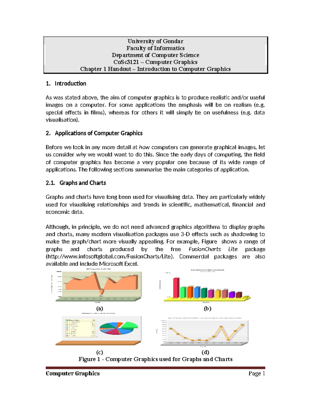 CoSc3121 Computer Graphics Chapter 1: Introduction to Computer Graphics ...