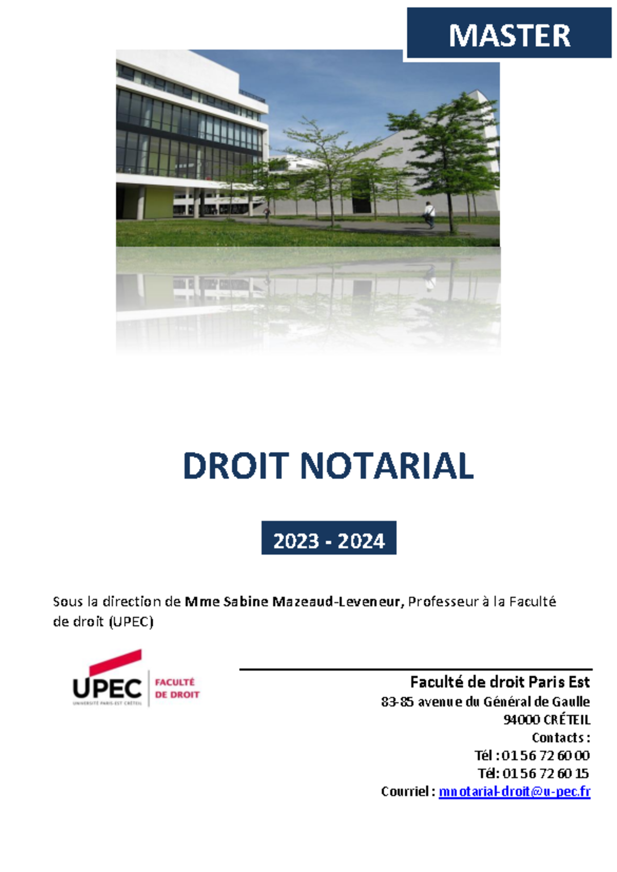 Brochure 2023-2024 - Master 1 et 2 Droit Notarial (UPEC) - Studocu