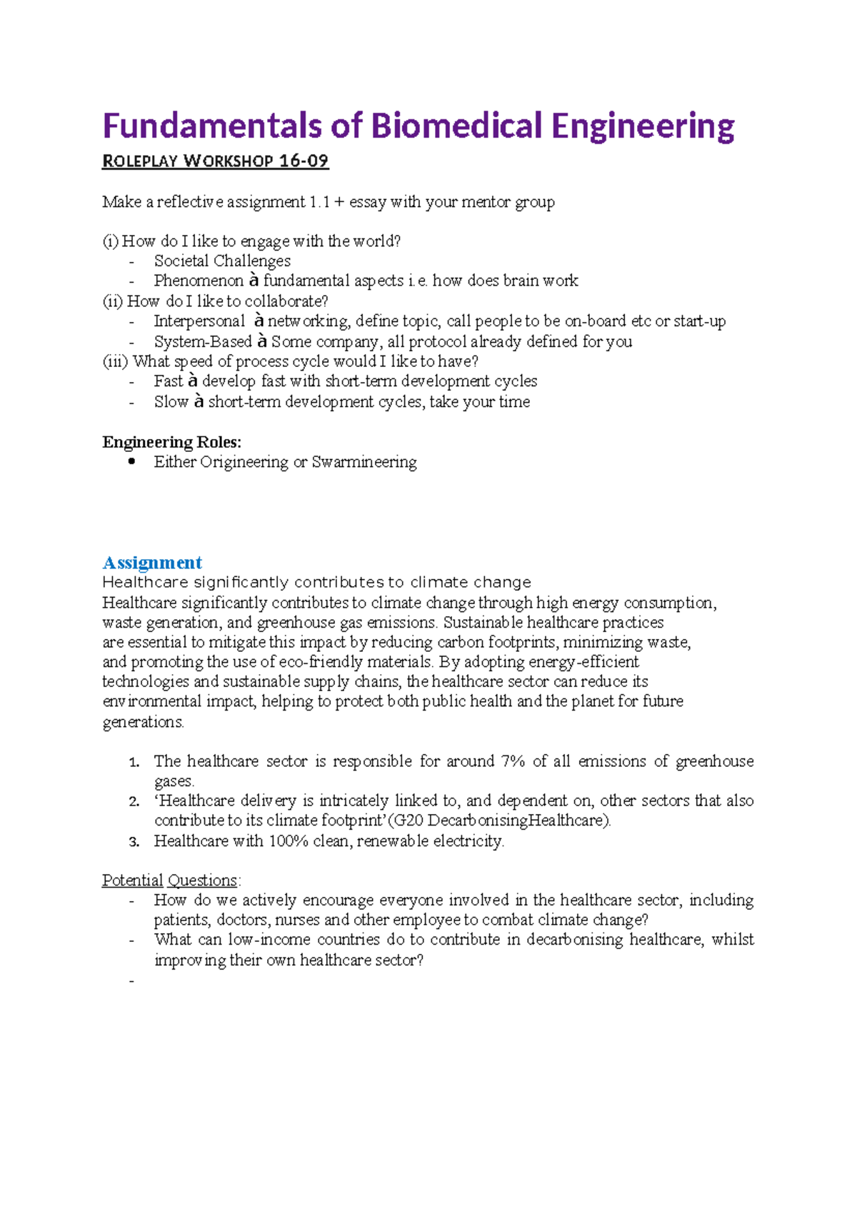 Fundamentals of Biomedical Engineering - Summary of Lectures & Guest ...