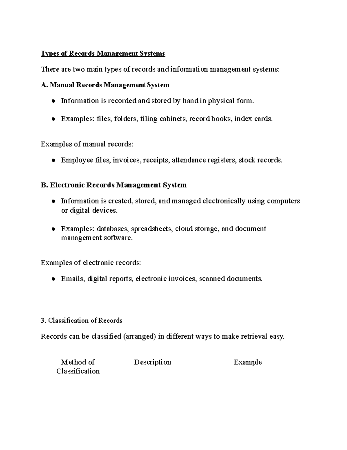 Types of Records Management Systems: Manual vs. Electronic - Studocu