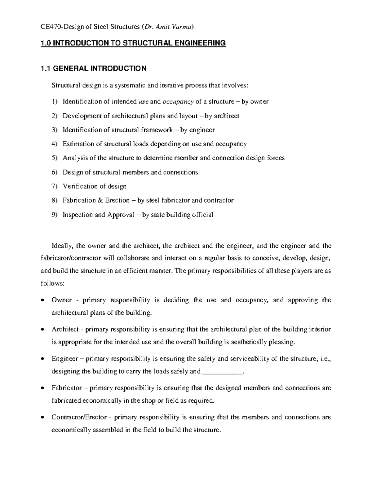 CE470 Chapter 1: Introduction to Structural Engineering Concepts - Studocu