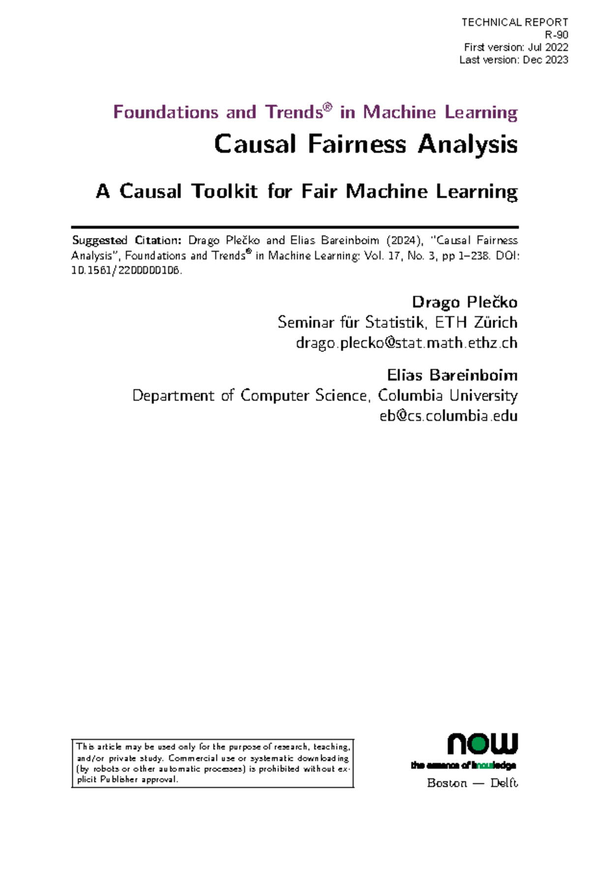 Causal Fairness Analysis: A Toolkit for Fair ML (TECH-2023) - Studocu