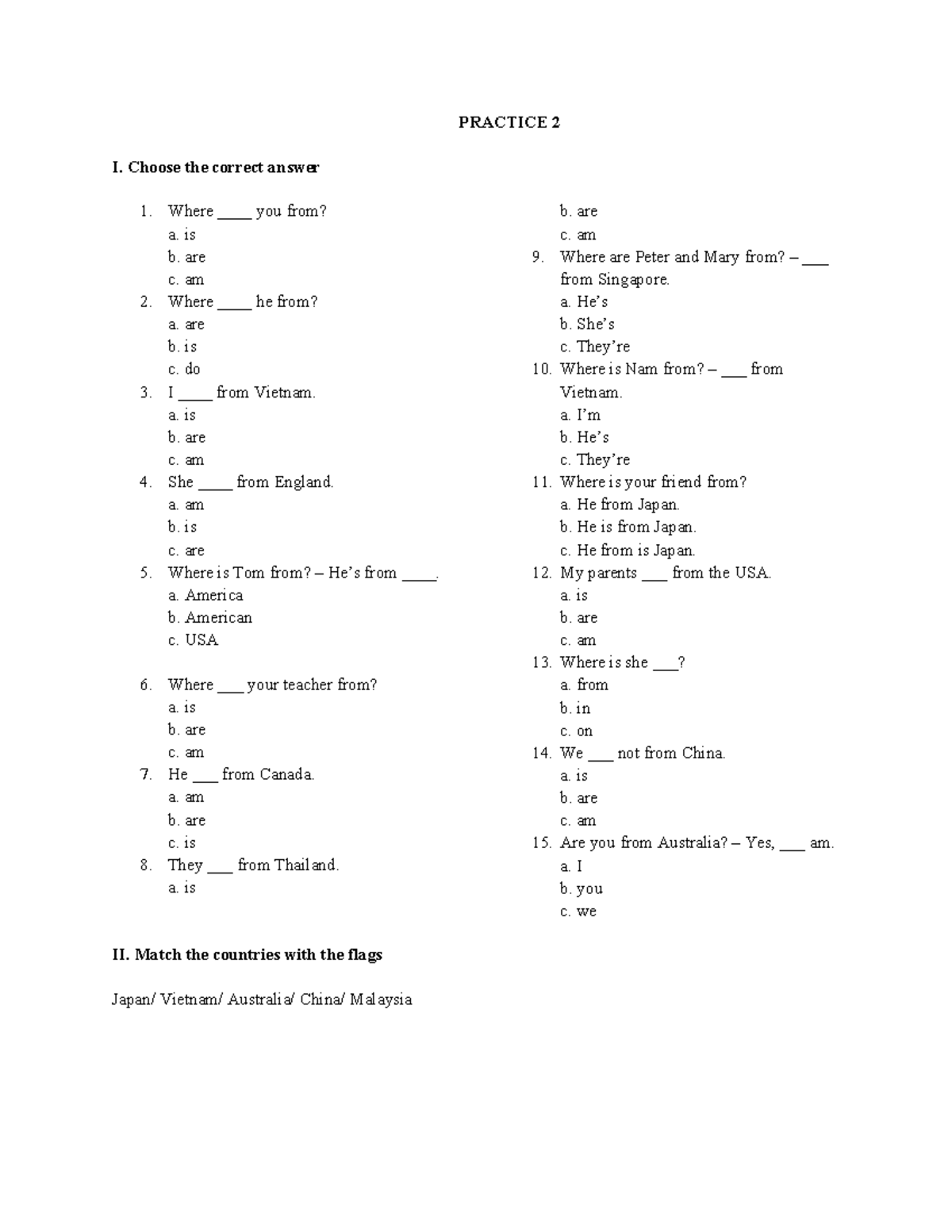 Practice 2: Correct Answers & Sentence Unscrambling - Studocu