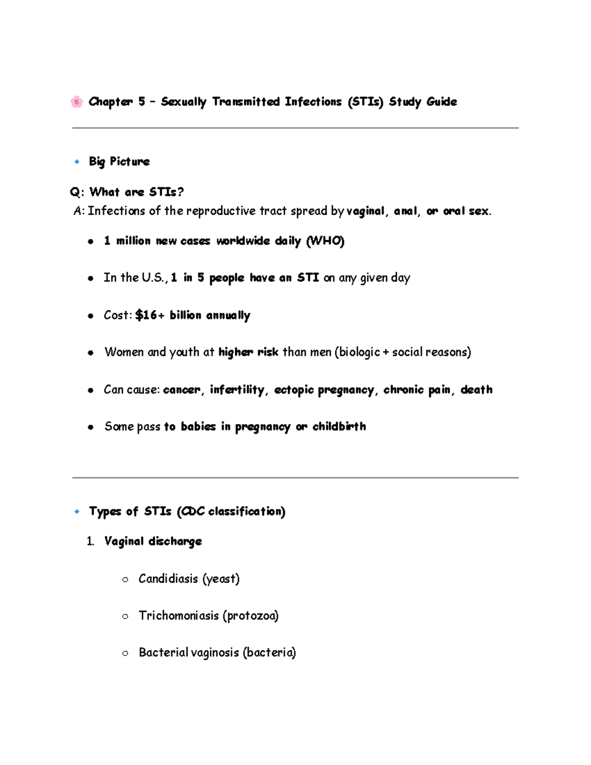 Chapter 5 STIs Study Guide: Key Concepts and Nursing Roles - Studocu
