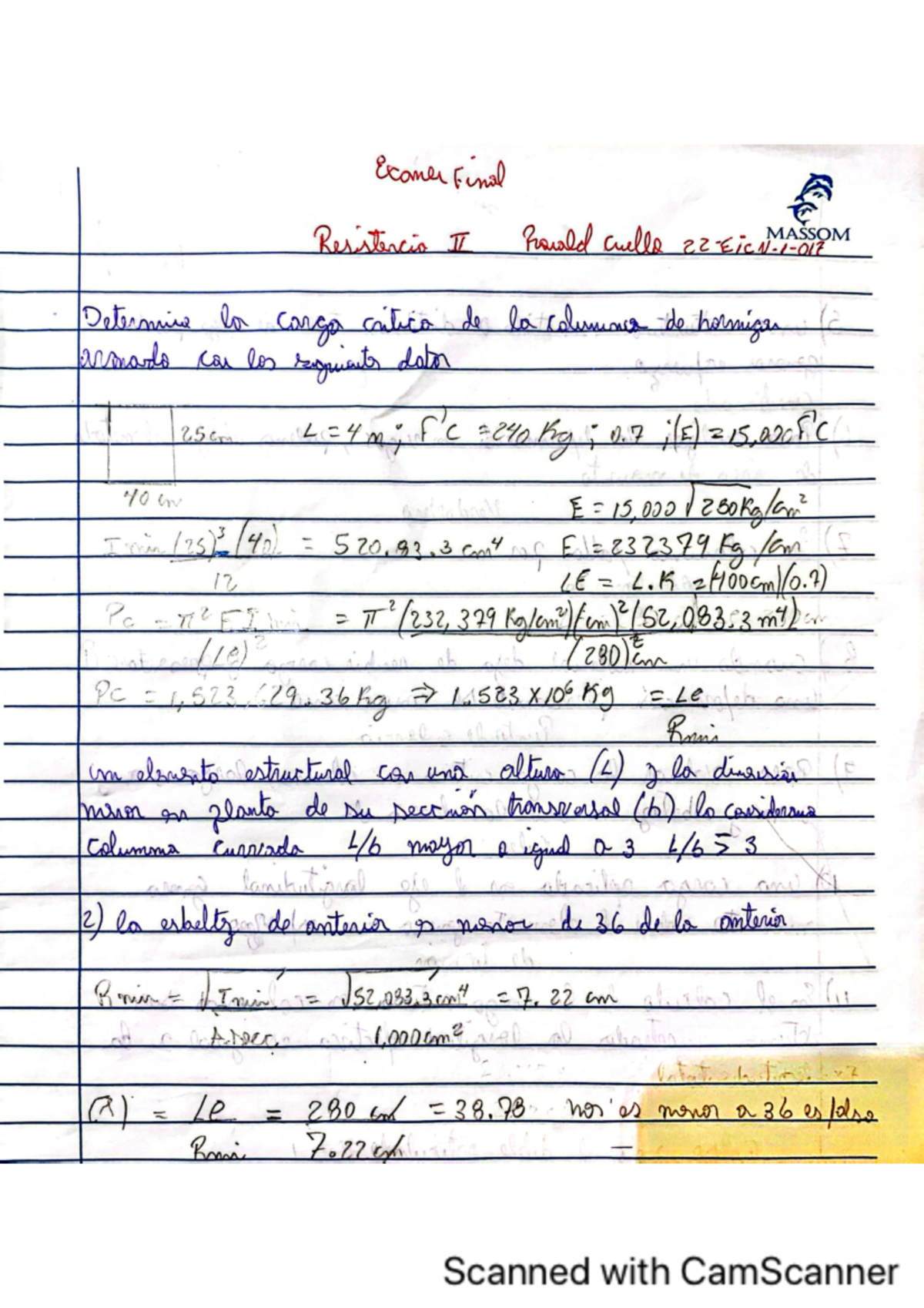 Justificación de final resistencia 2 - Examer Final Resistencia II ...