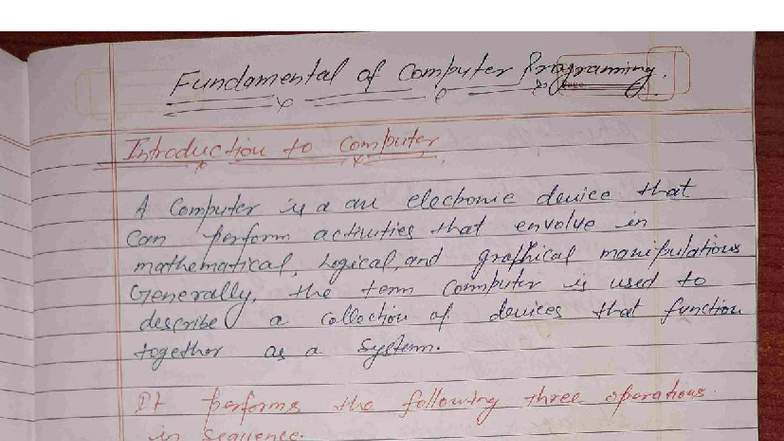 Fundamental of Computer Programming Notes (CSE 101) - Studocu