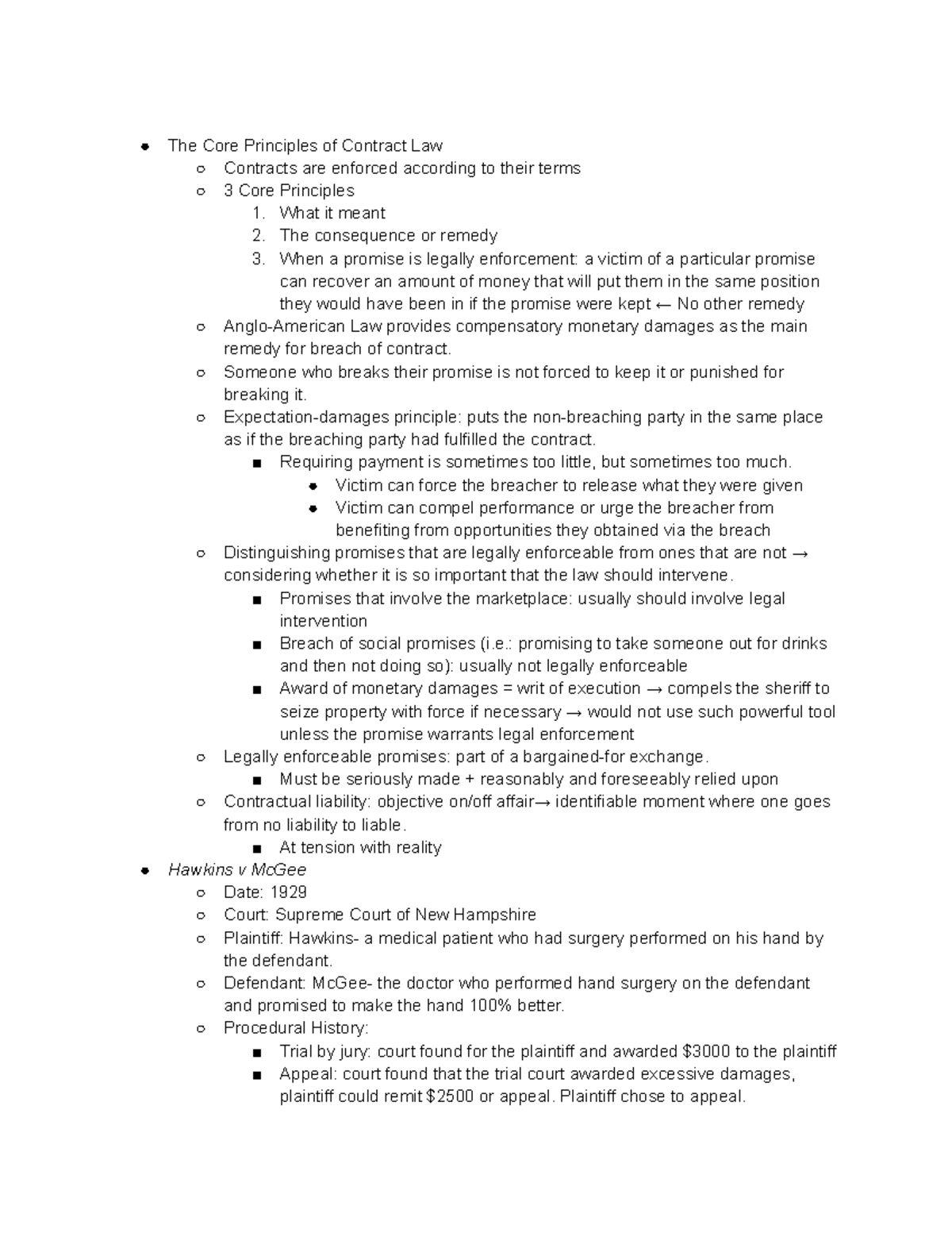 Contracts Law Notes - Key Principles & Case Studies - Studocu