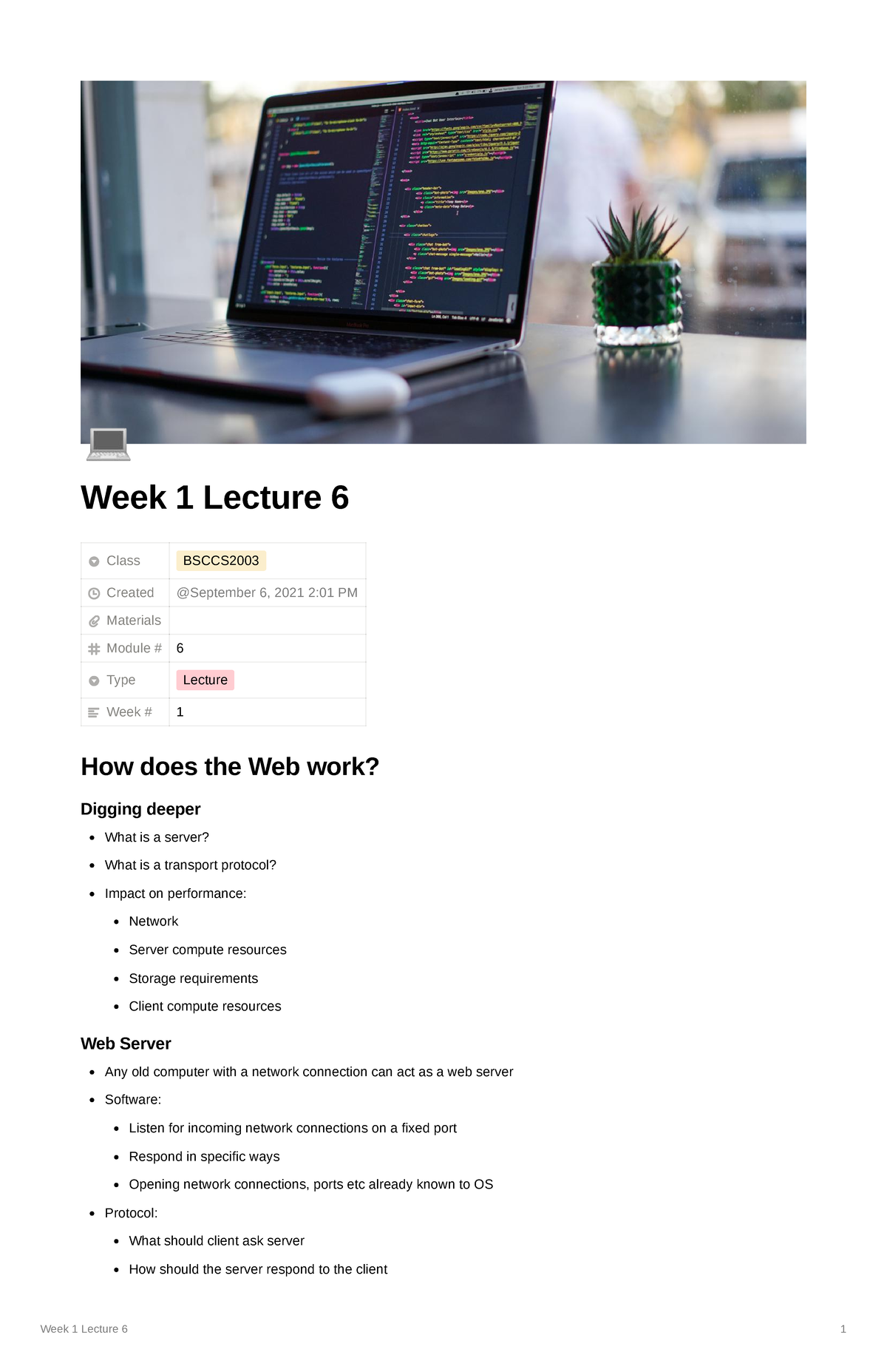 Week 1 Lecture 6: Understanding Web Functionality in BSCCS2003 - Studocu