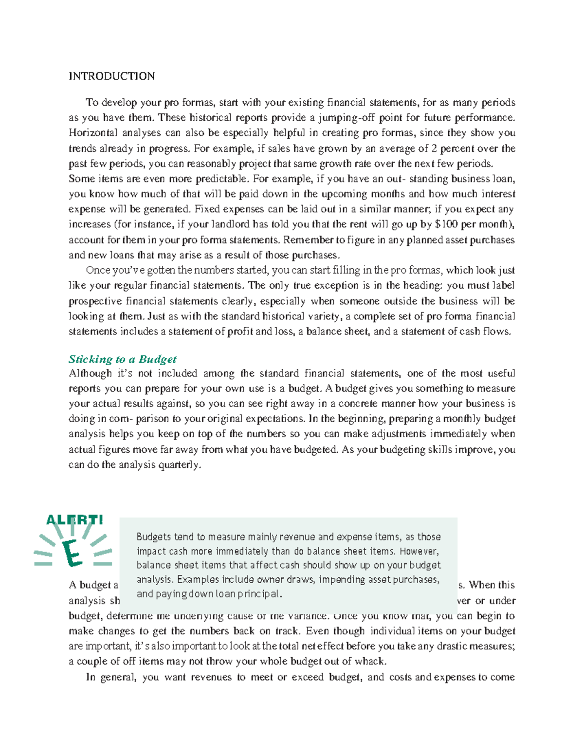 Pro Forma Statements - INTRODUCTION To develop your pro formas, start ...