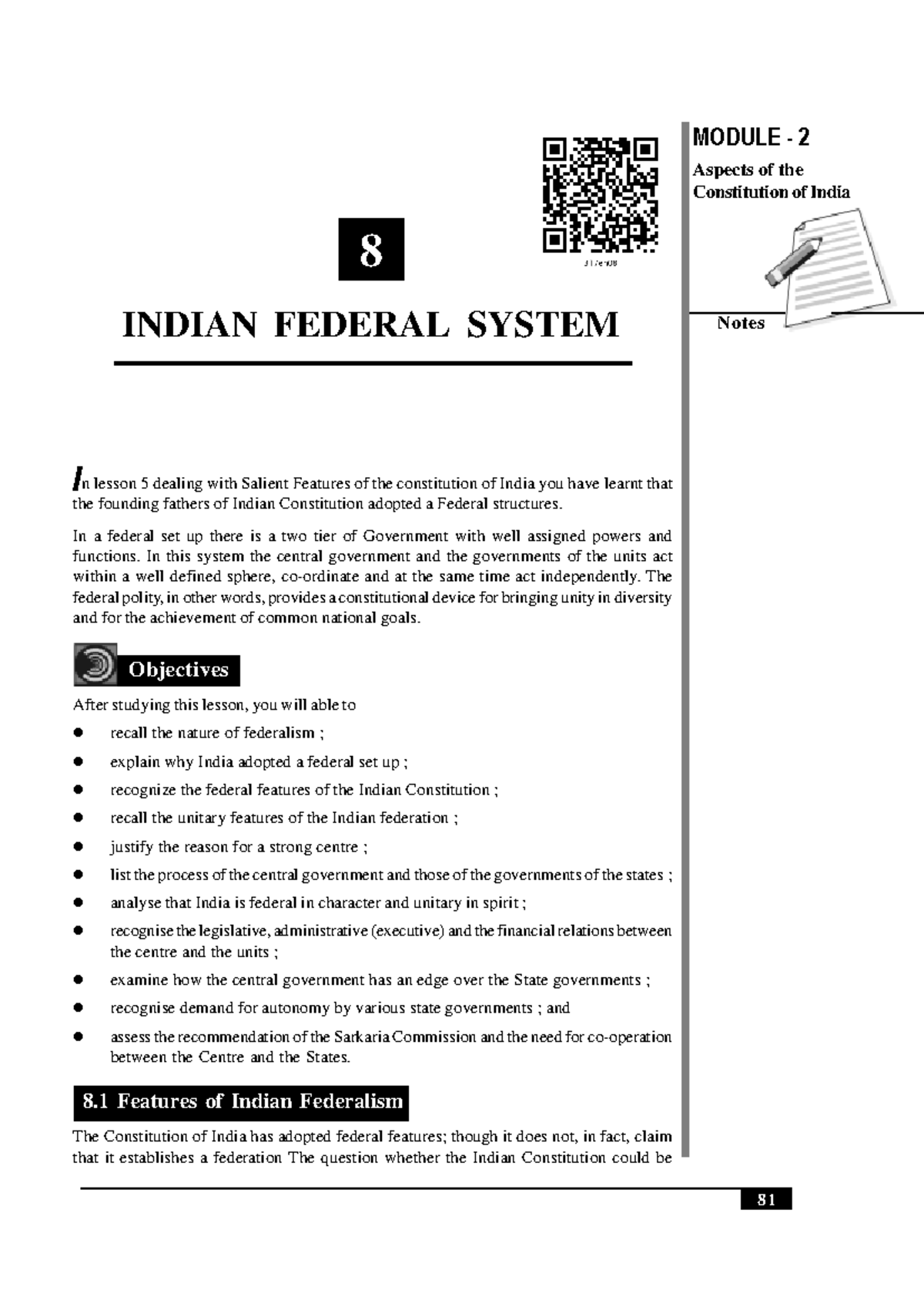 317EL8 - constitutional law - MODULE - 2 Notes Indian Federal System Aspects of the Constitution of - Studocu