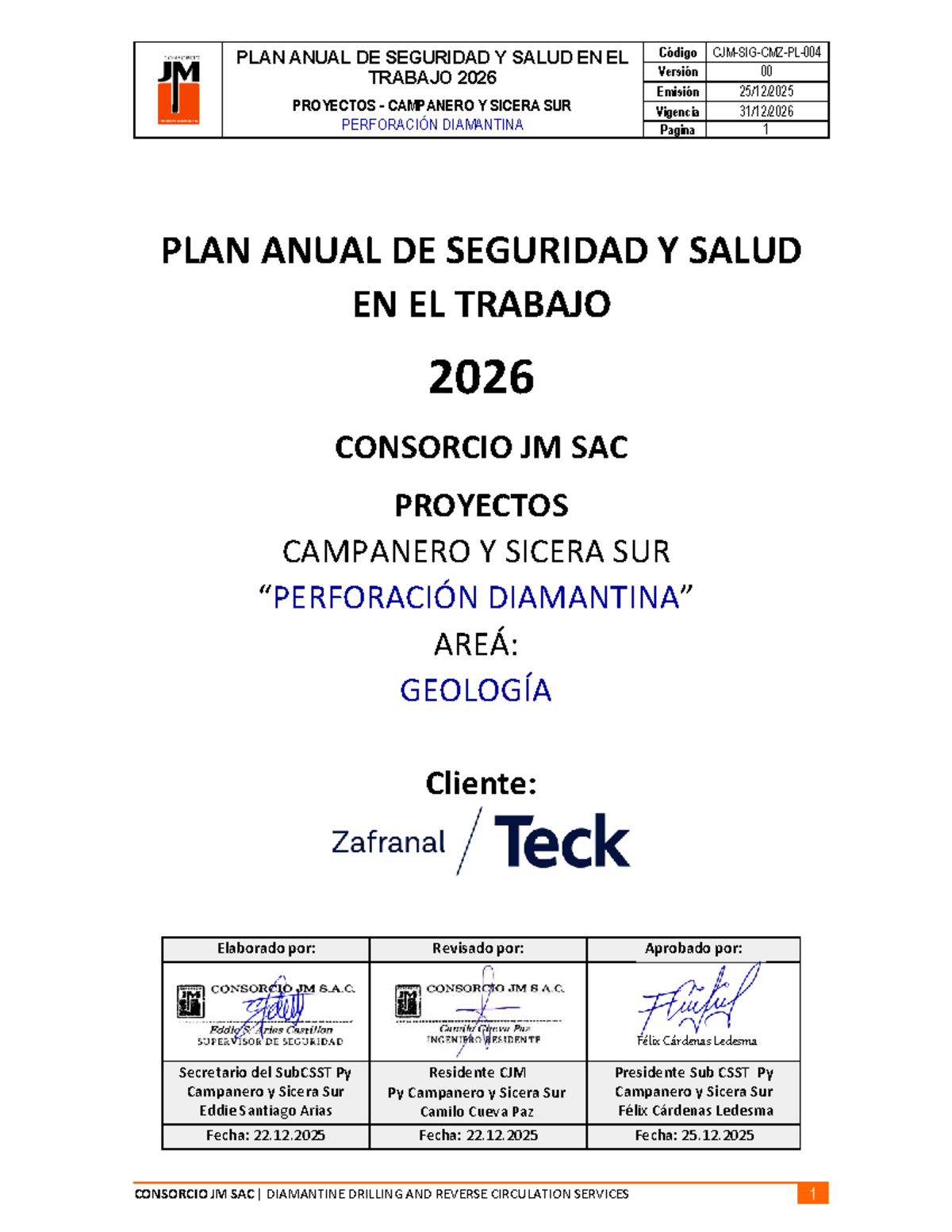 PLAN ANUAL DE SEGURIDAD Y SALUD EN EL TRABAJO 2026 - PROYECTOS ...