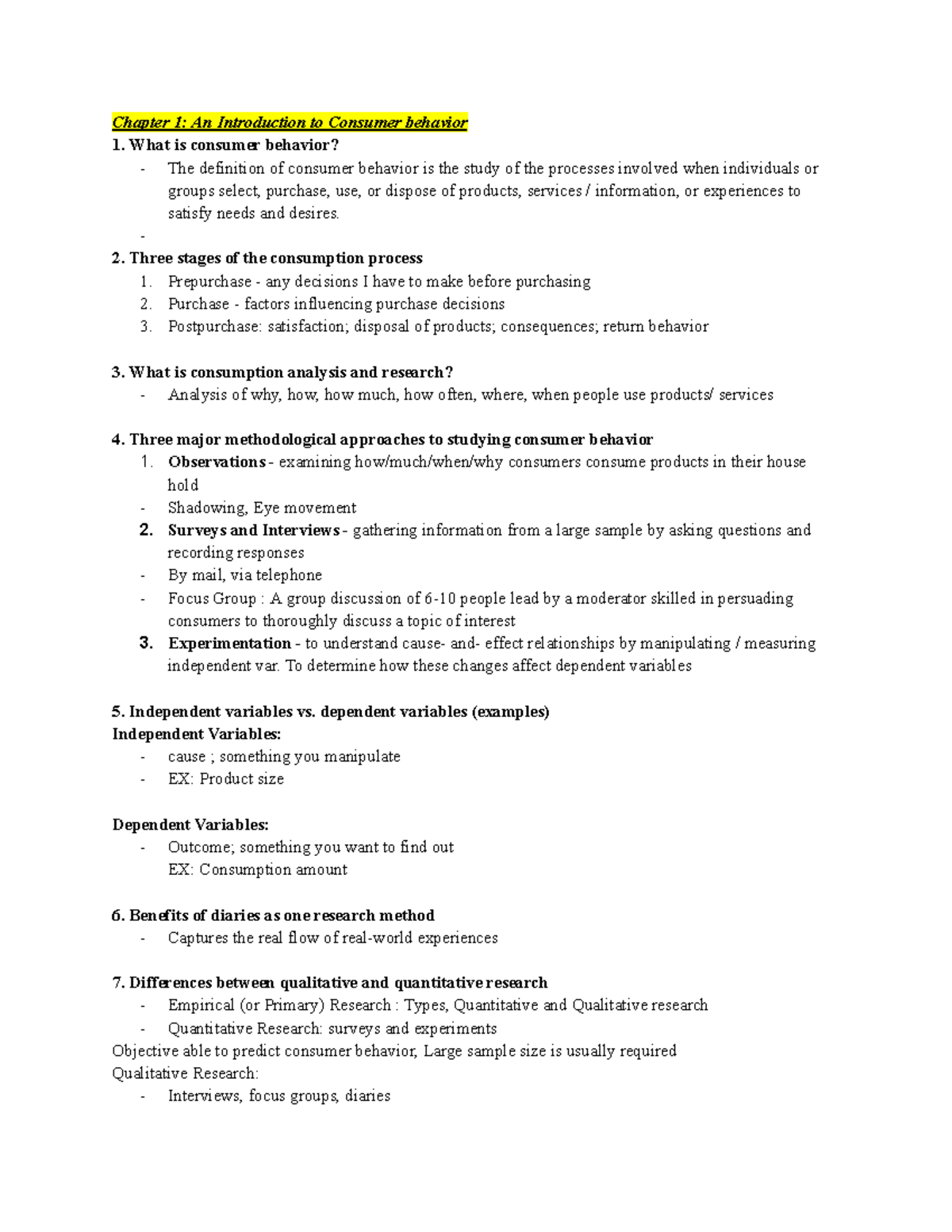Consumer Behavior Analysis: Key Concepts and Theories (Chapter 1-5 ...