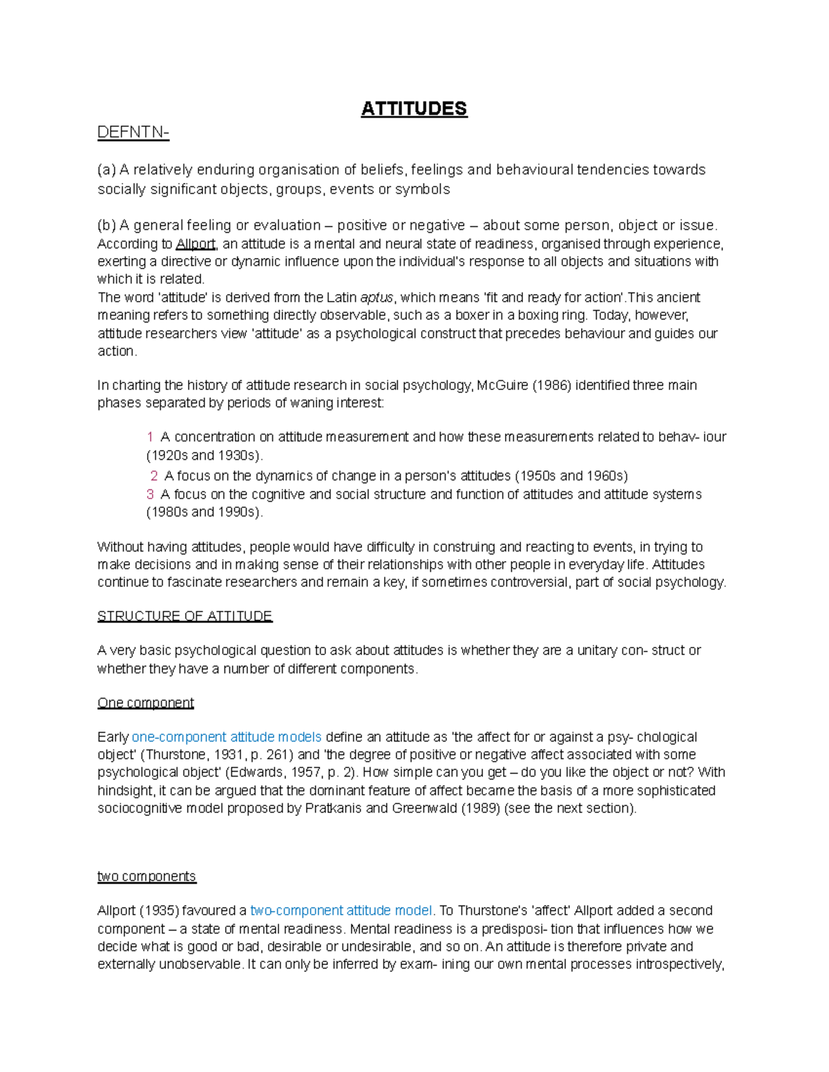 Unit 3: Understanding Attitudes in Social Psychology - Studocu