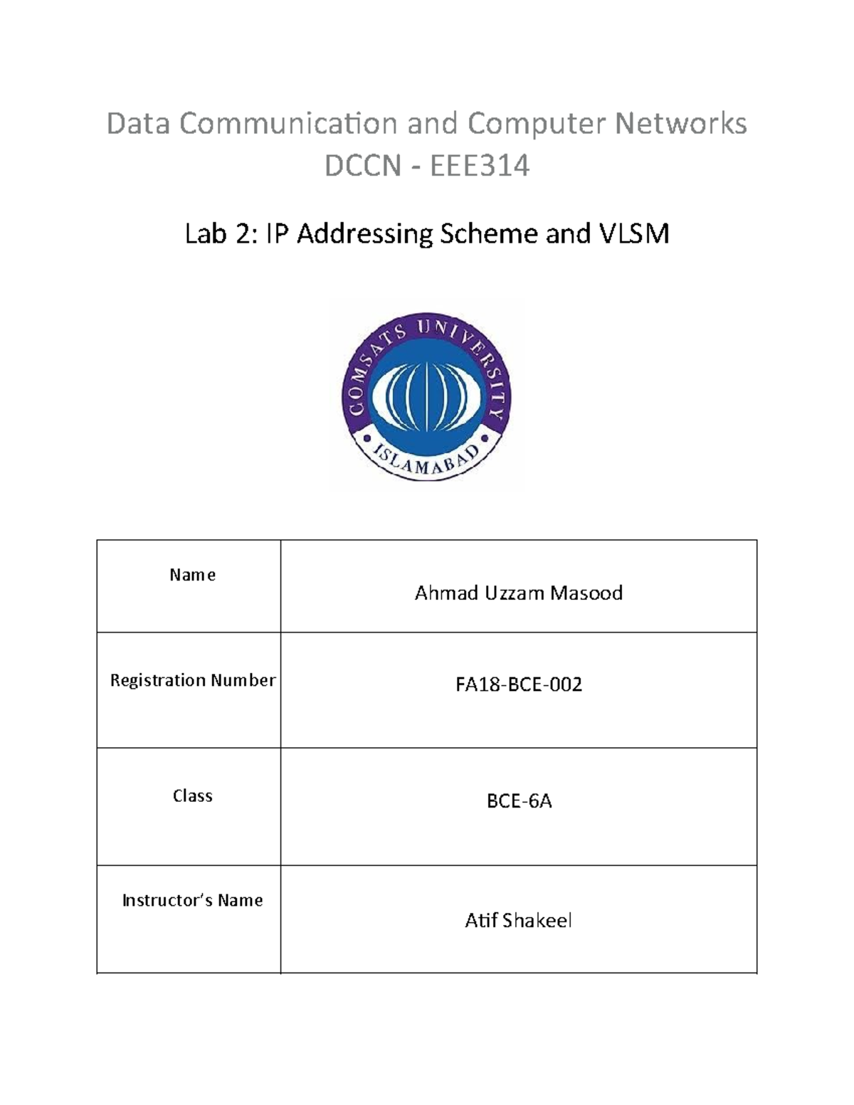 Lab 2 dccn sol - Data Communication and Computer Networks DCCN - EEE ...