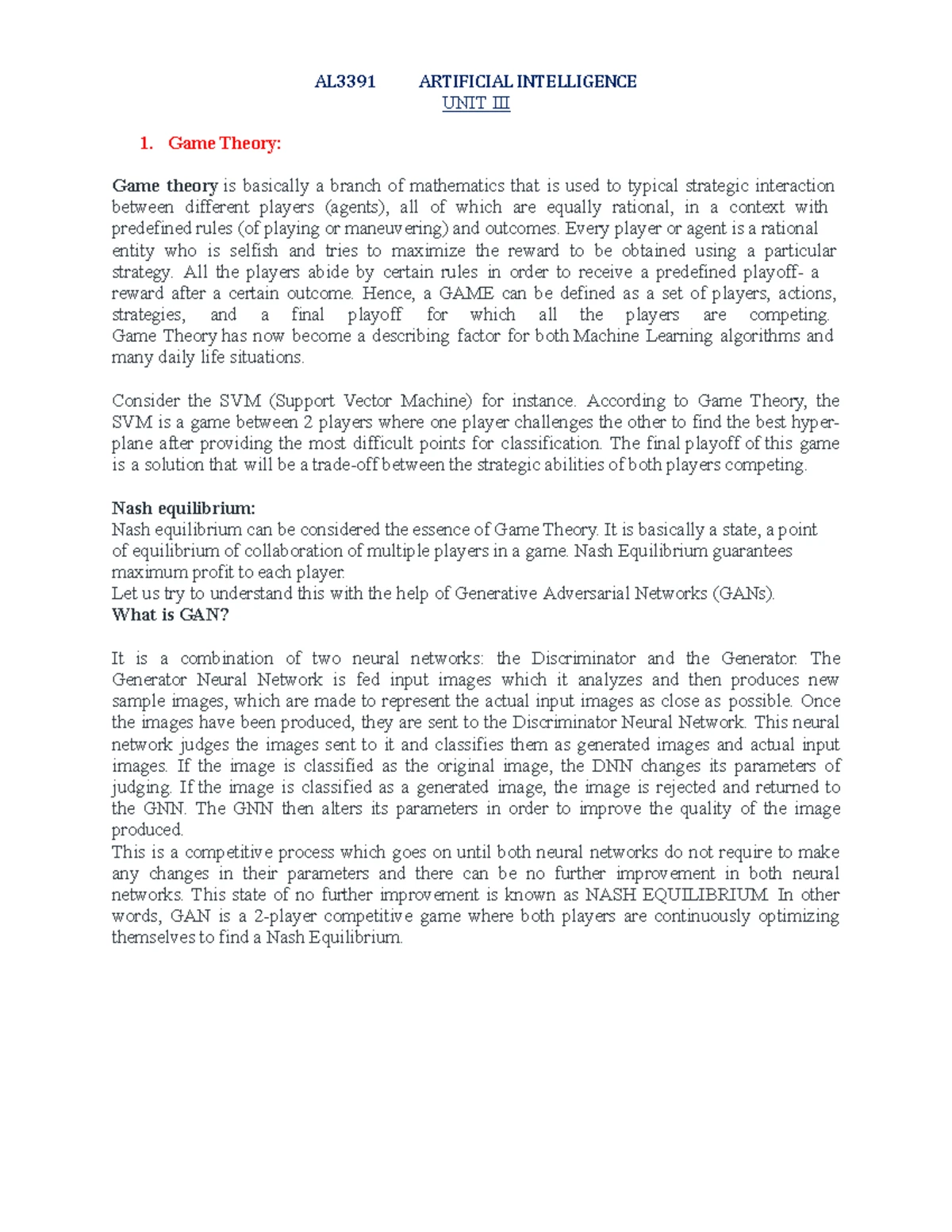AL3391 ARTIFICIAL INTELLIGENCE UNIT IV: Intelligent Agents Overview ...