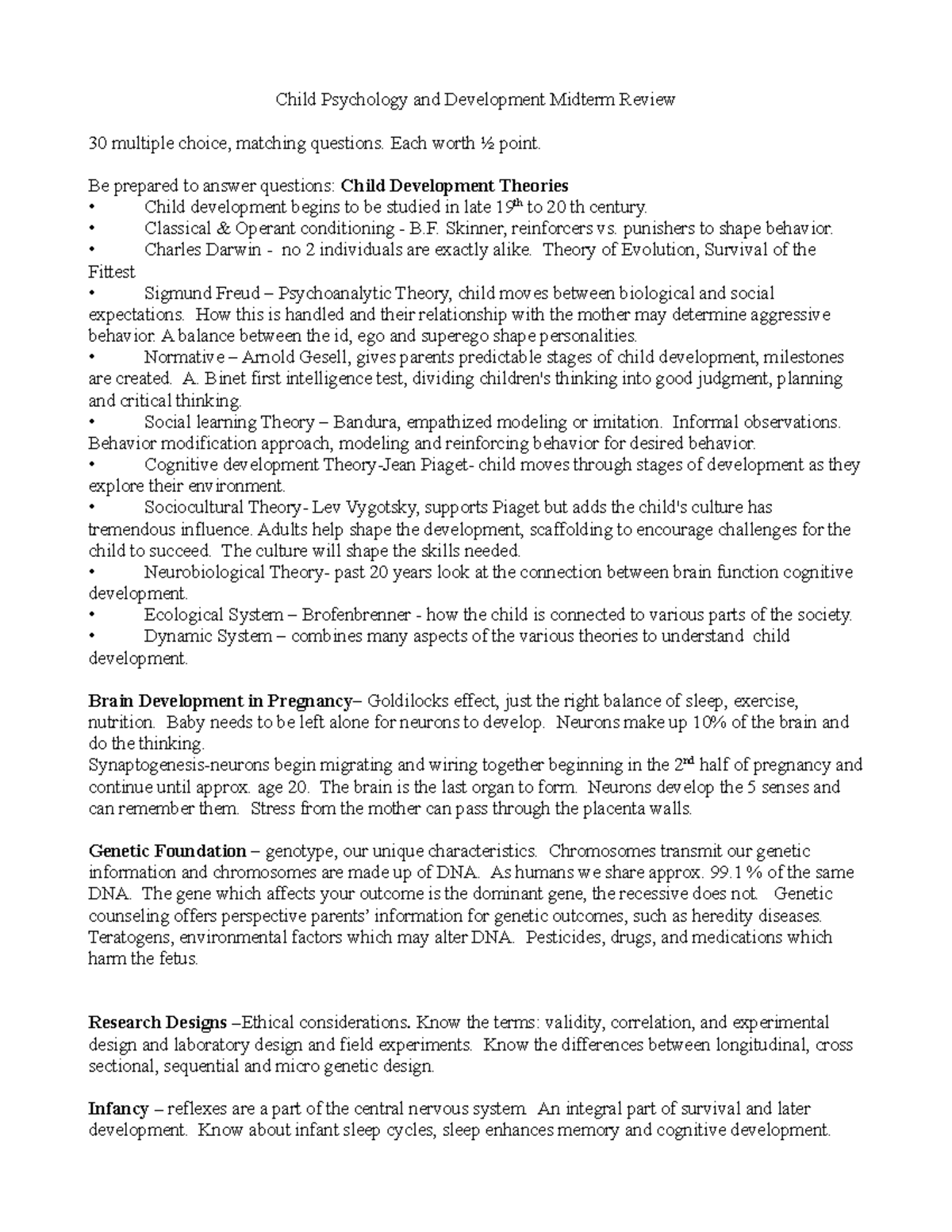 Child Psychology and Development PSY123 Midterm Review Notes - Studocu