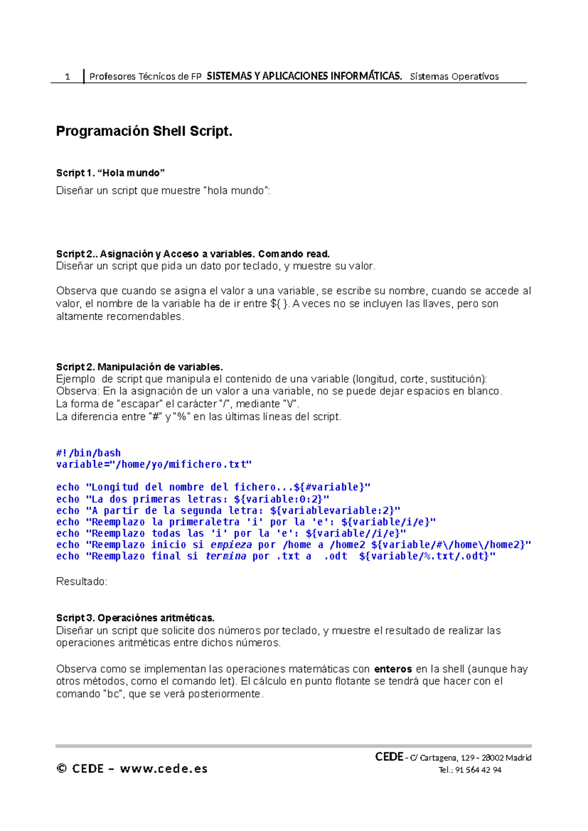 04.1 Shell Script 1: Ejercicios Básicos y Manipulación de Variables ...