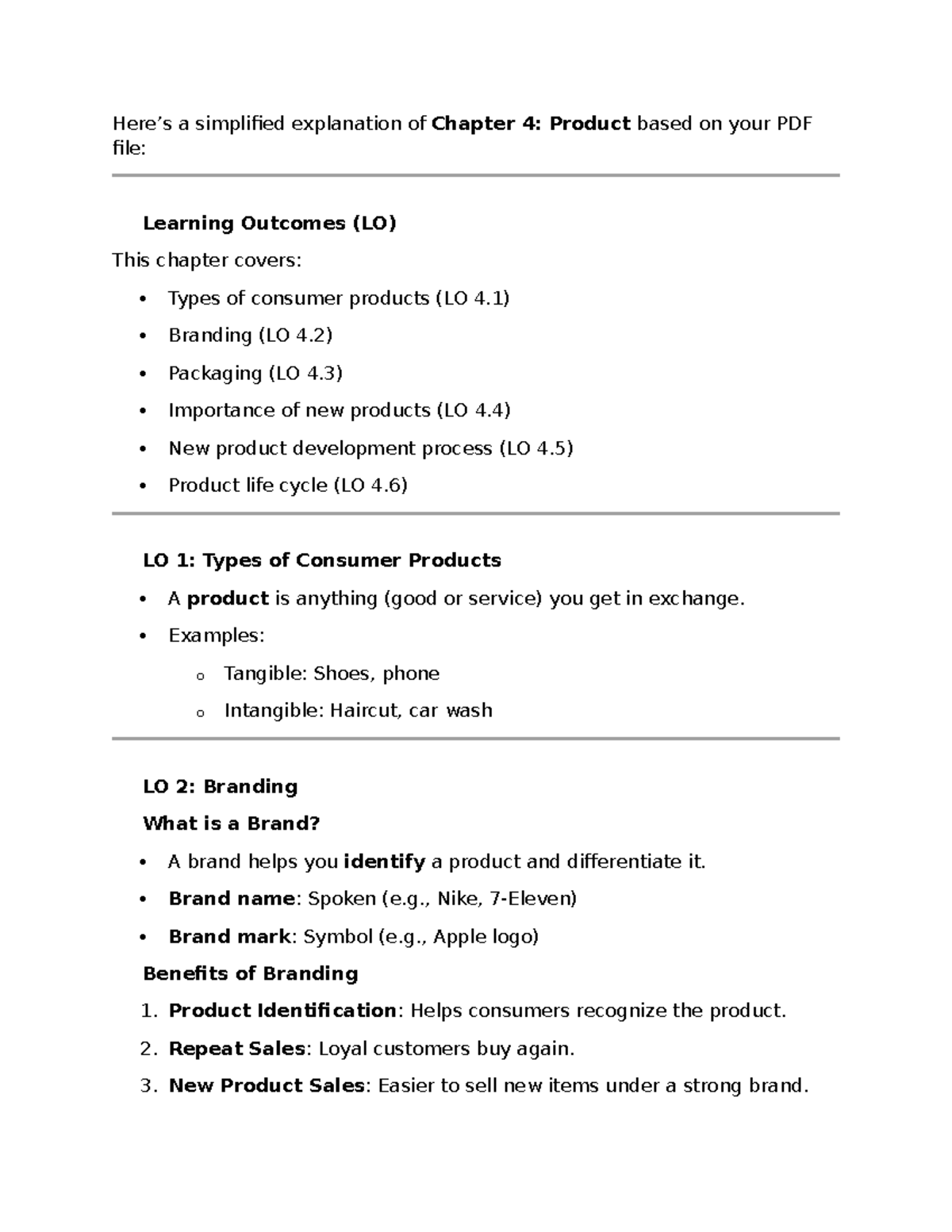 Chapter 4 Notes: Understanding Product Types and Branding (Course Code ...